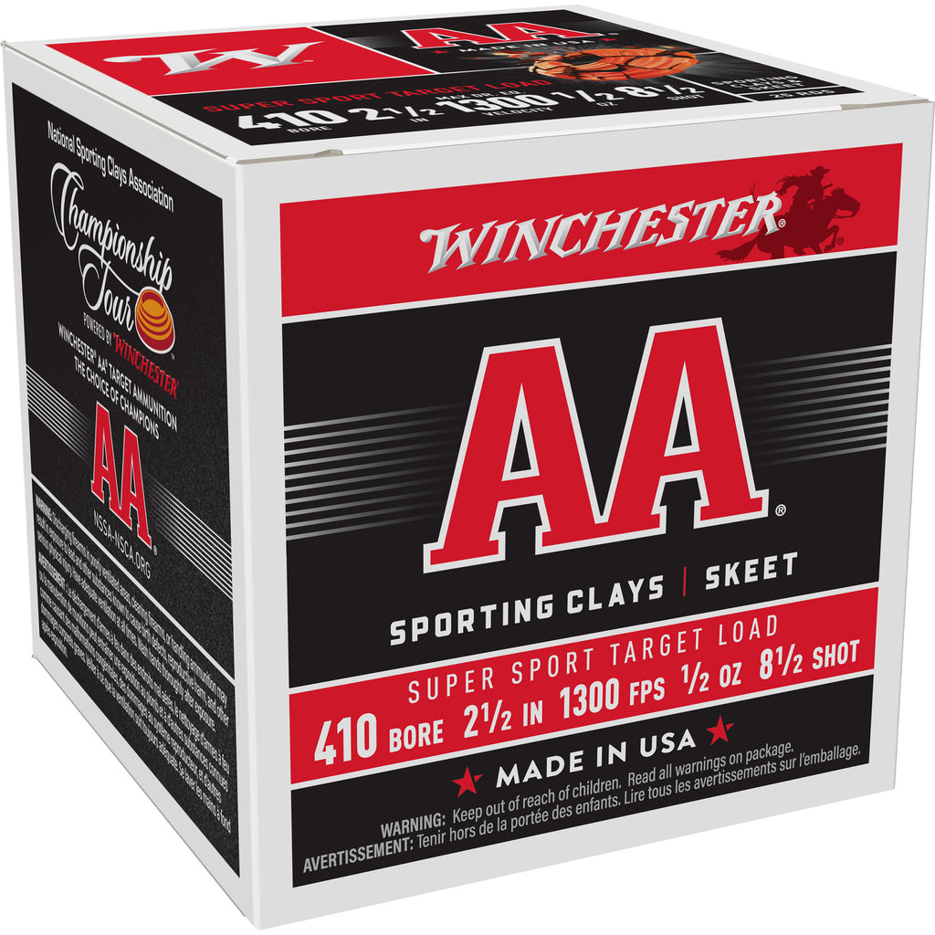 Winchester Ammunition AA Supersport Sporting Clay Shotgun Shells, 410 Bore, 2.5 inch, 1/2 oz #8 Shot, 25 Rounds per Box
