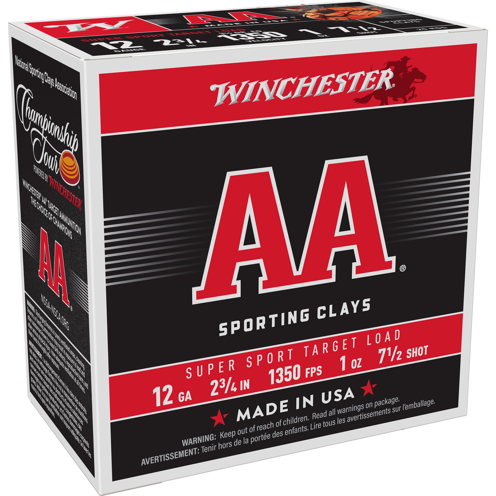 Winchester Ammunition AA Supersport Sporting Clay 12 Gauge Shotshells, 1 oz, 2.75 inch, #7.5 Grain - 25 Rounds per Box