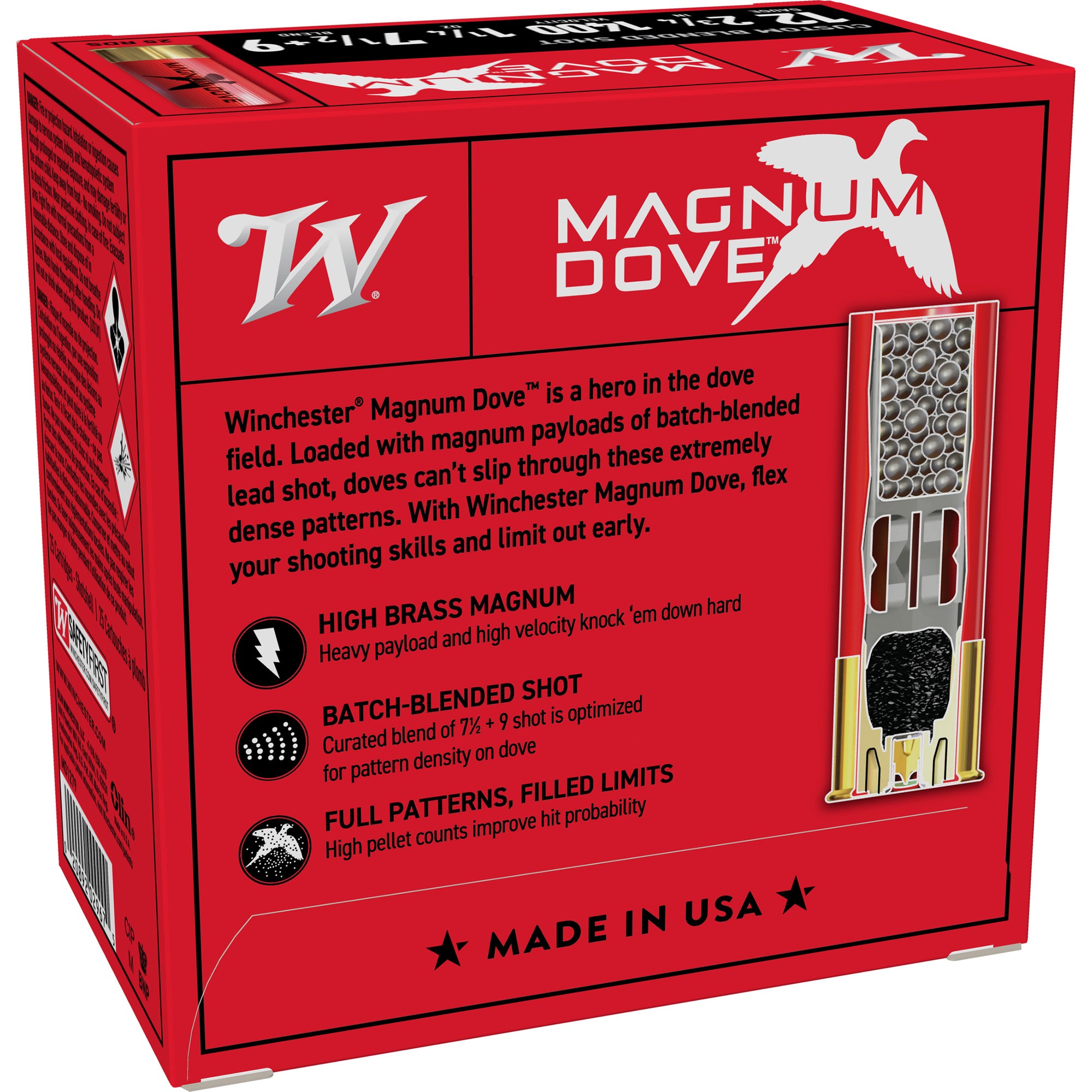 Winchester Ammunition Magnum Dove 12 Gauge Shotshells – 1 1/4 oz, 25 Rounds