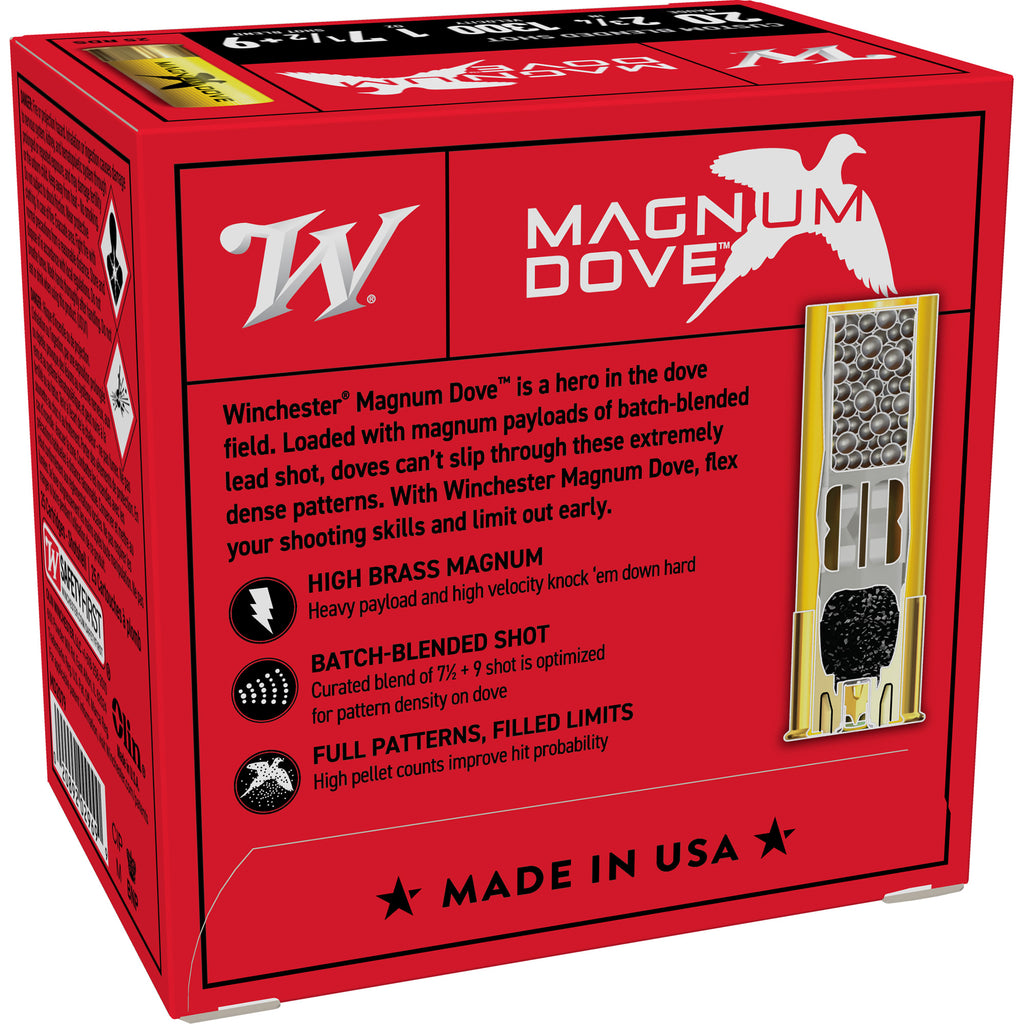 Winchester Ammunition Magnum Dove 20 Gauge 2.75-Inch Shot Shells, 1 oz, #7.5 and #9, 25 Rounds per Box