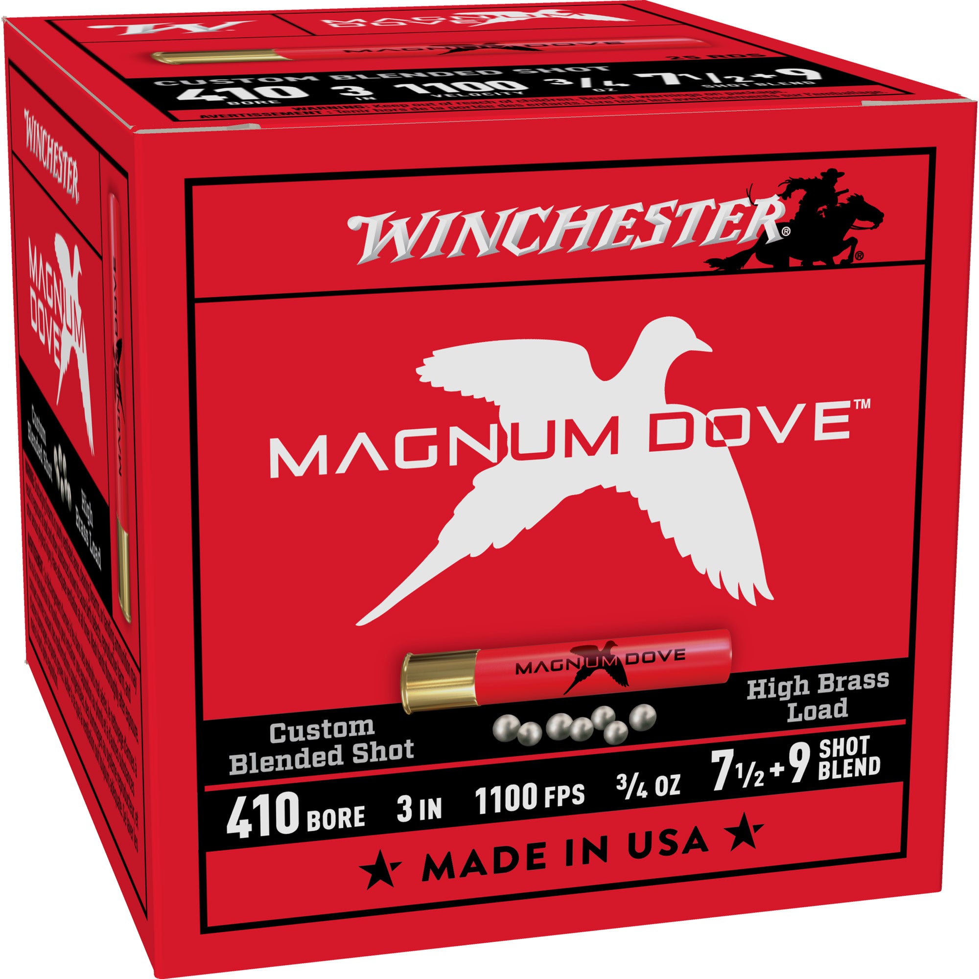 Winchester Ammunition Magnum Dove Buckshot 410 Bore, 3-inch, #7.5 and #9 Shot, 25 Rounds per Box