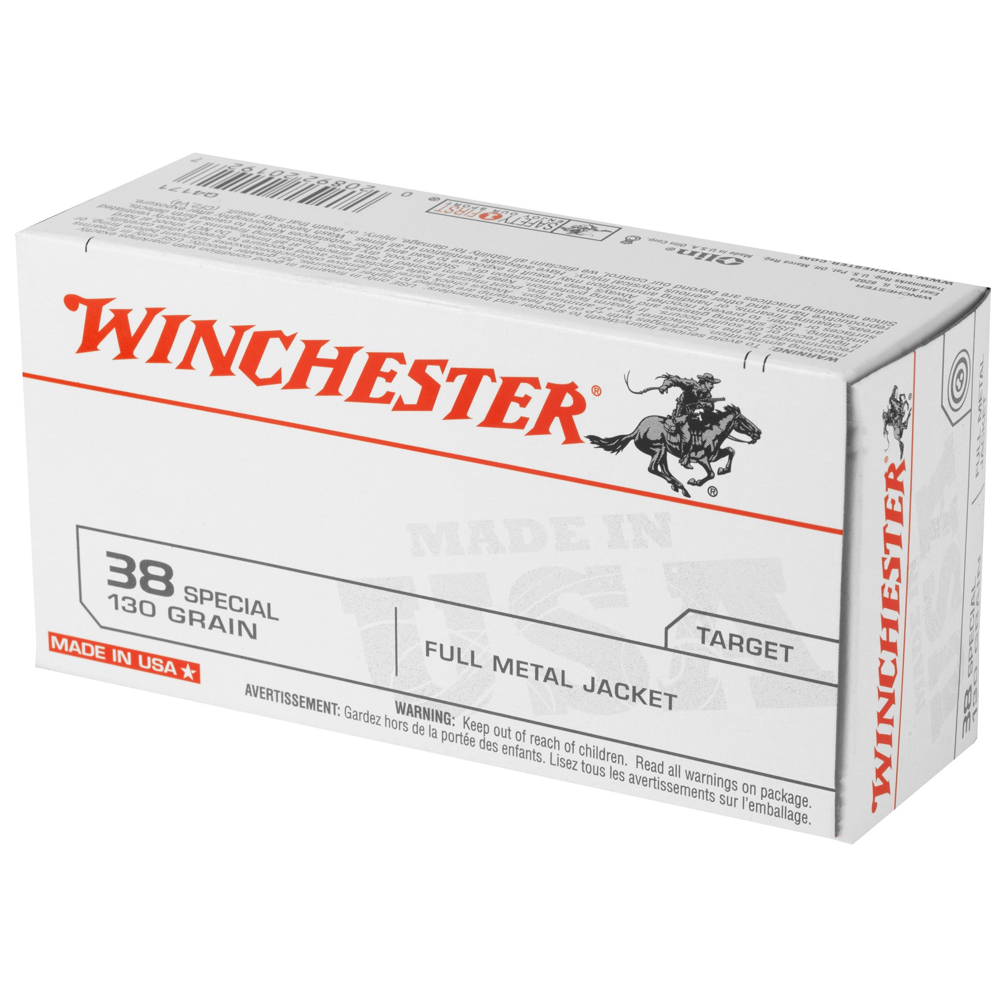 Winchester Ammunition USA 38 Special 130-Grain Full Metal Jacket - 50 Rounds Per Box