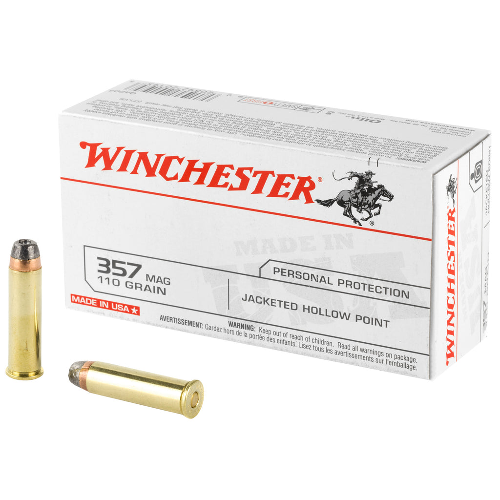 Winchester Ammunition USA 357 Magnum 110 Grain Hollow Point Ammo - 50 Rounds per Box, 500 per Case