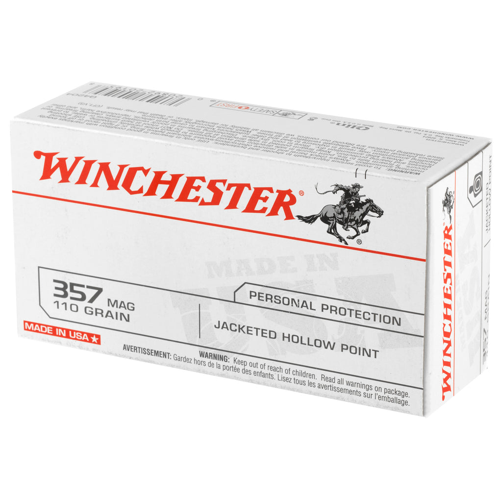 Winchester Ammunition USA 357 Magnum 110 Grain Hollow Point Ammo - 50 Rounds per Box, 500 per Case