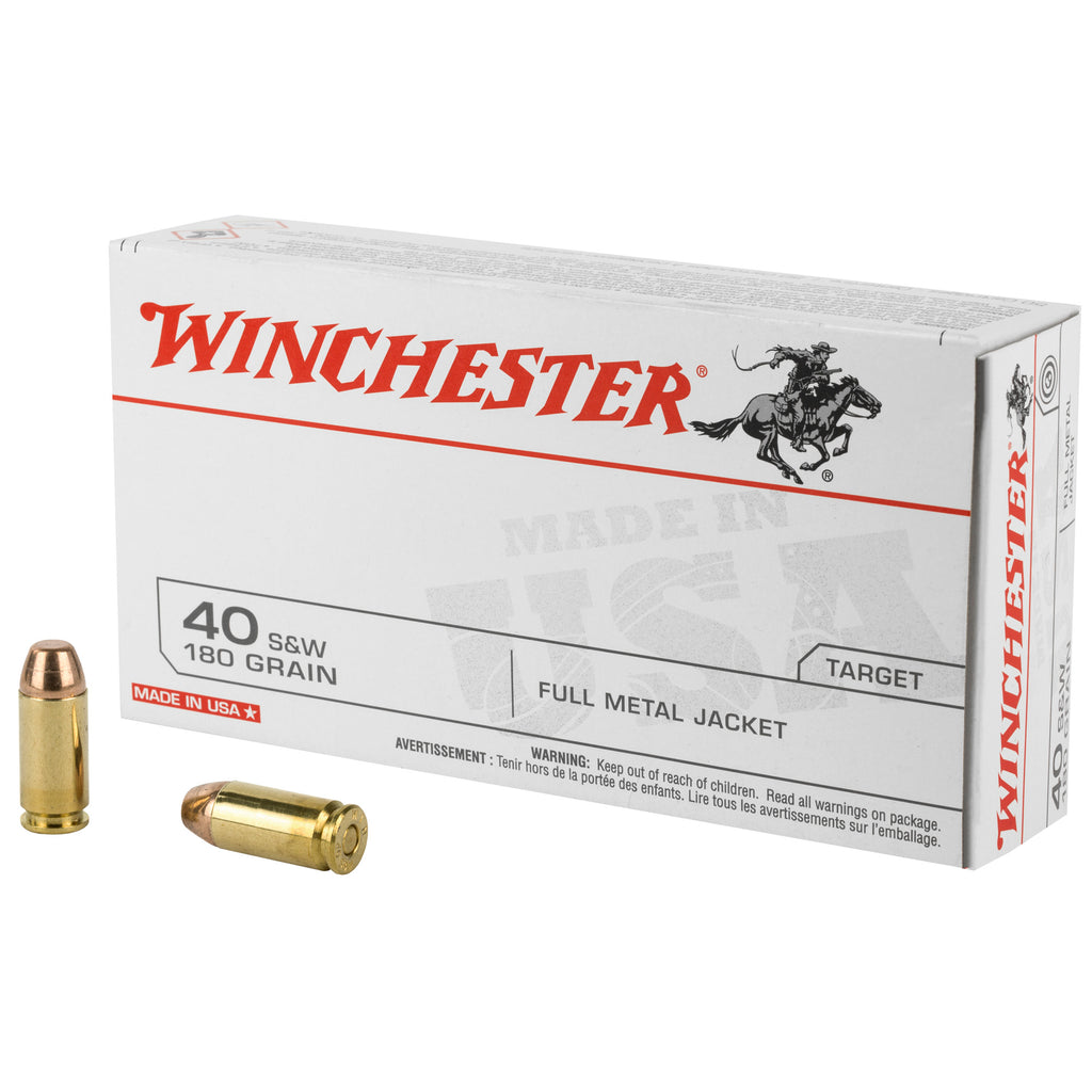 Winchester Ammunition USA 40 Smith & Wesson 180-Grain Full Metal Jacket Ammo (50 Rounds per Box, 500 per Case)