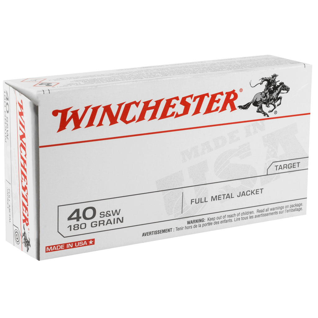 Winchester Ammunition USA 40 Smith & Wesson 180-Grain Full Metal Jacket Ammo (50 Rounds per Box, 500 per Case)