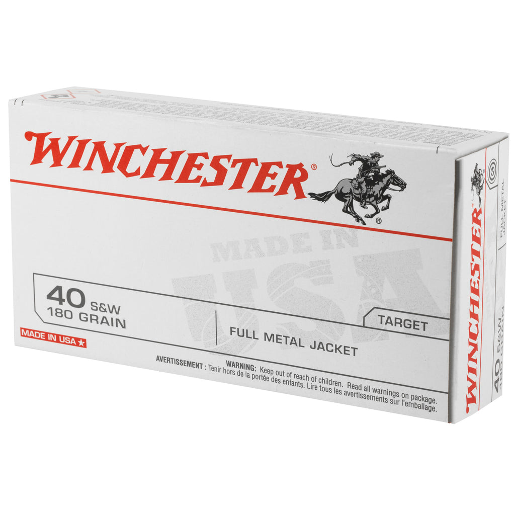Winchester Ammunition USA 40 Smith & Wesson 180-Grain Full Metal Jacket Ammo (50 Rounds per Box, 500 per Case)