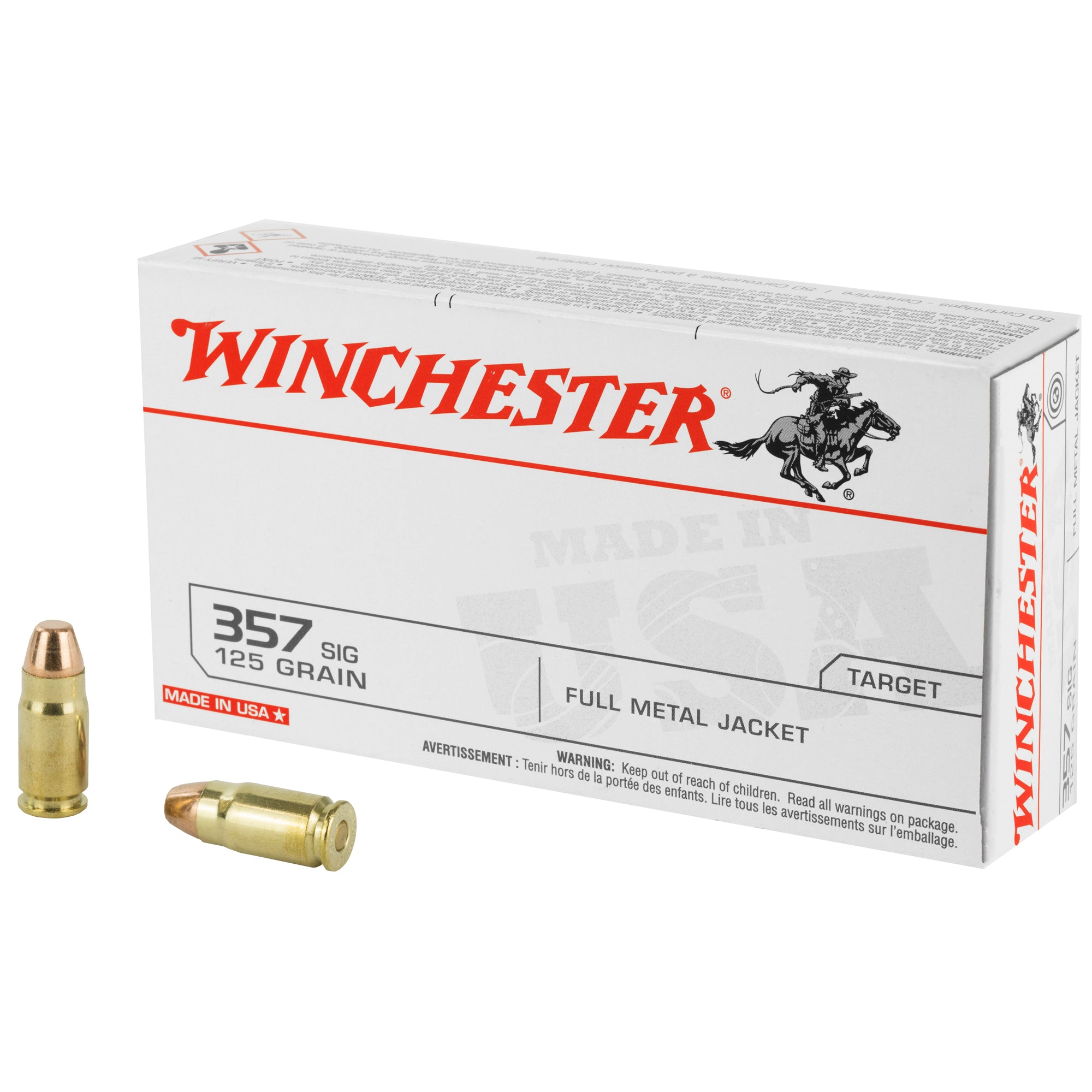 Winchester Ammunition USA 357 Sig 125-Grain FMJ, 50-Round Box
