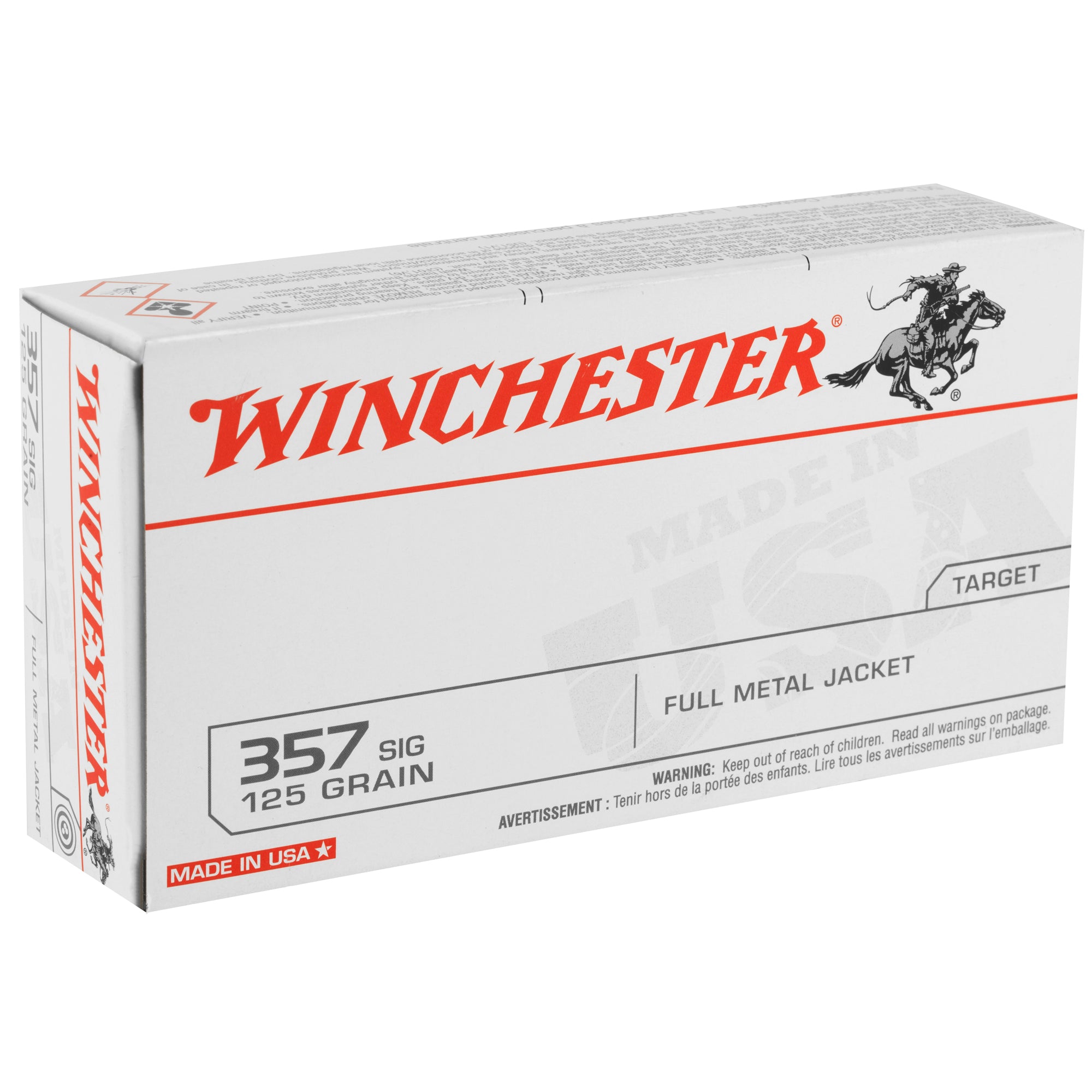 Winchester Ammunition USA 357 Sig 125-Grain FMJ, 50-Round Box
