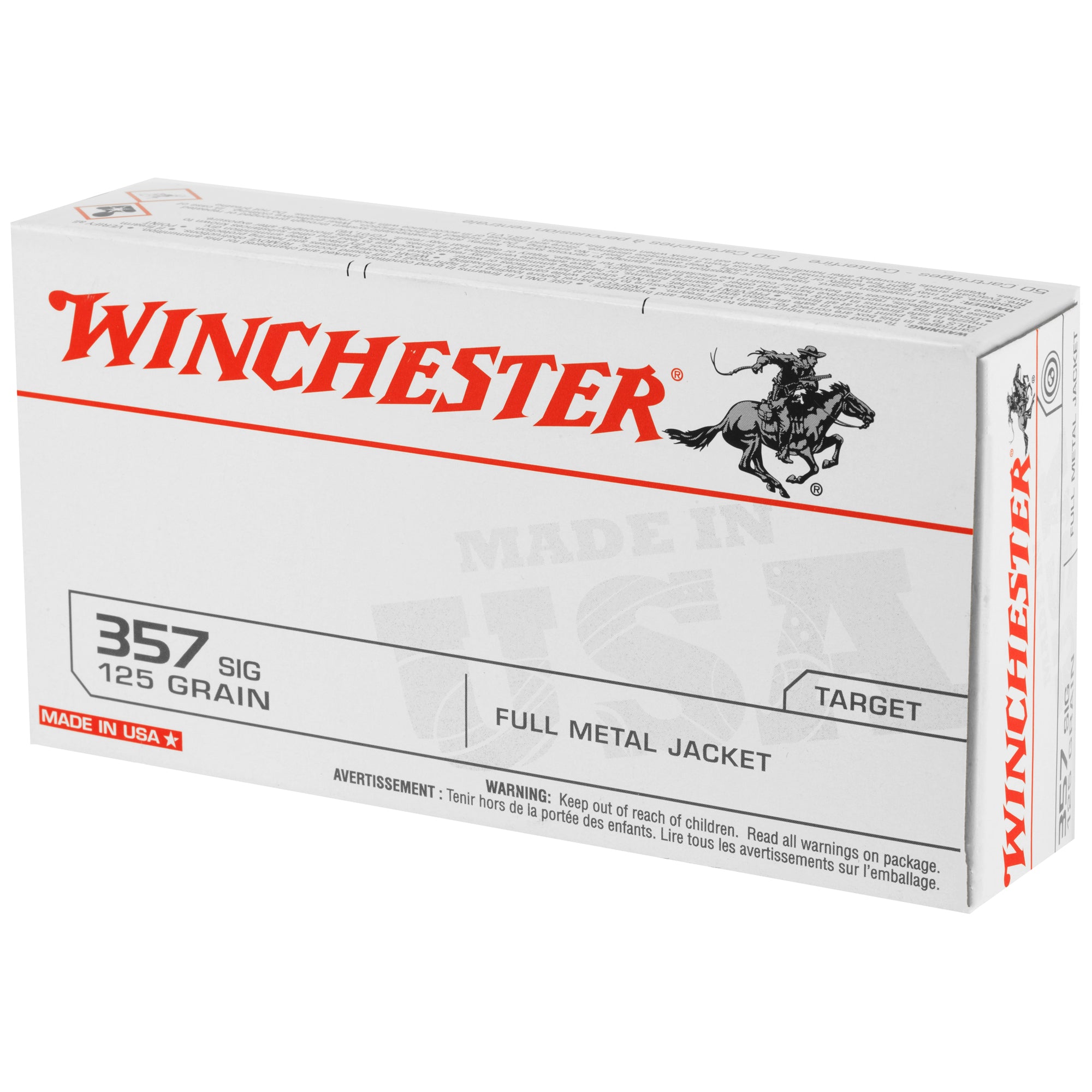 Winchester Ammunition USA 357 Sig 125-Grain FMJ, 50-Round Box