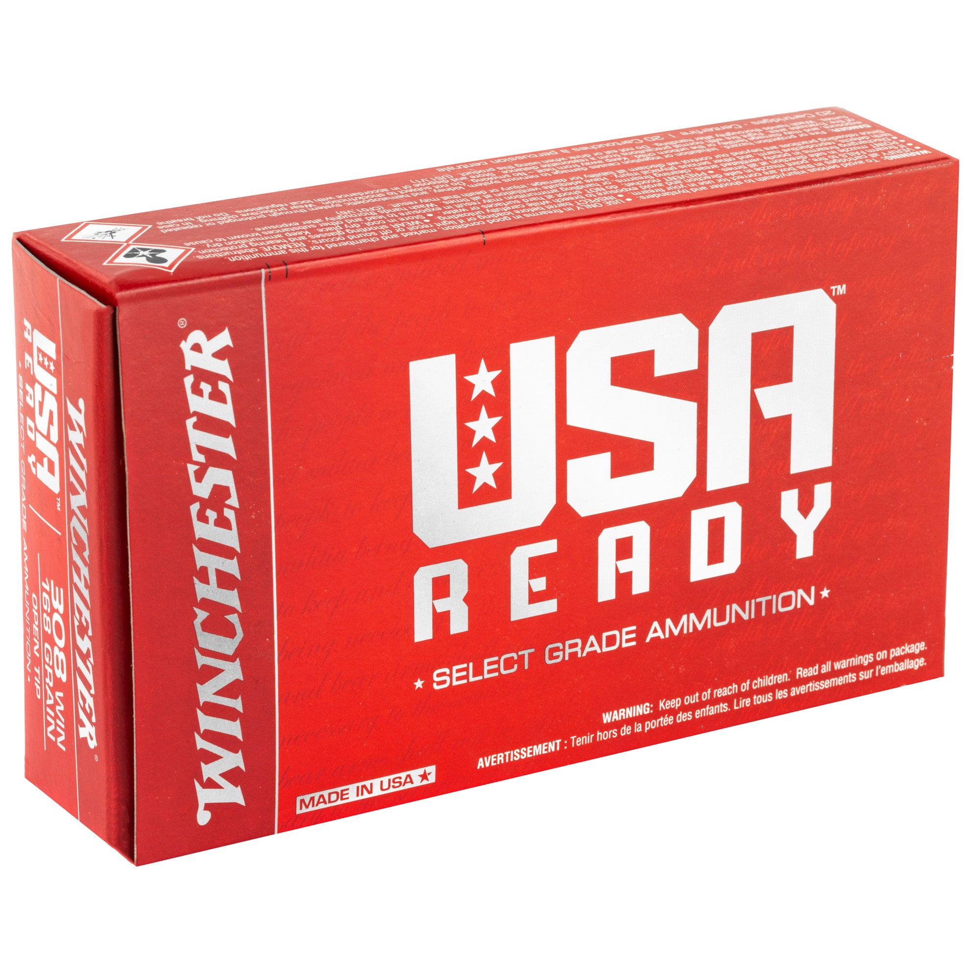 Winchester Ammunition USA Ready .308 Winchester 168 Grain Open Tip - Box of 20 Rounds