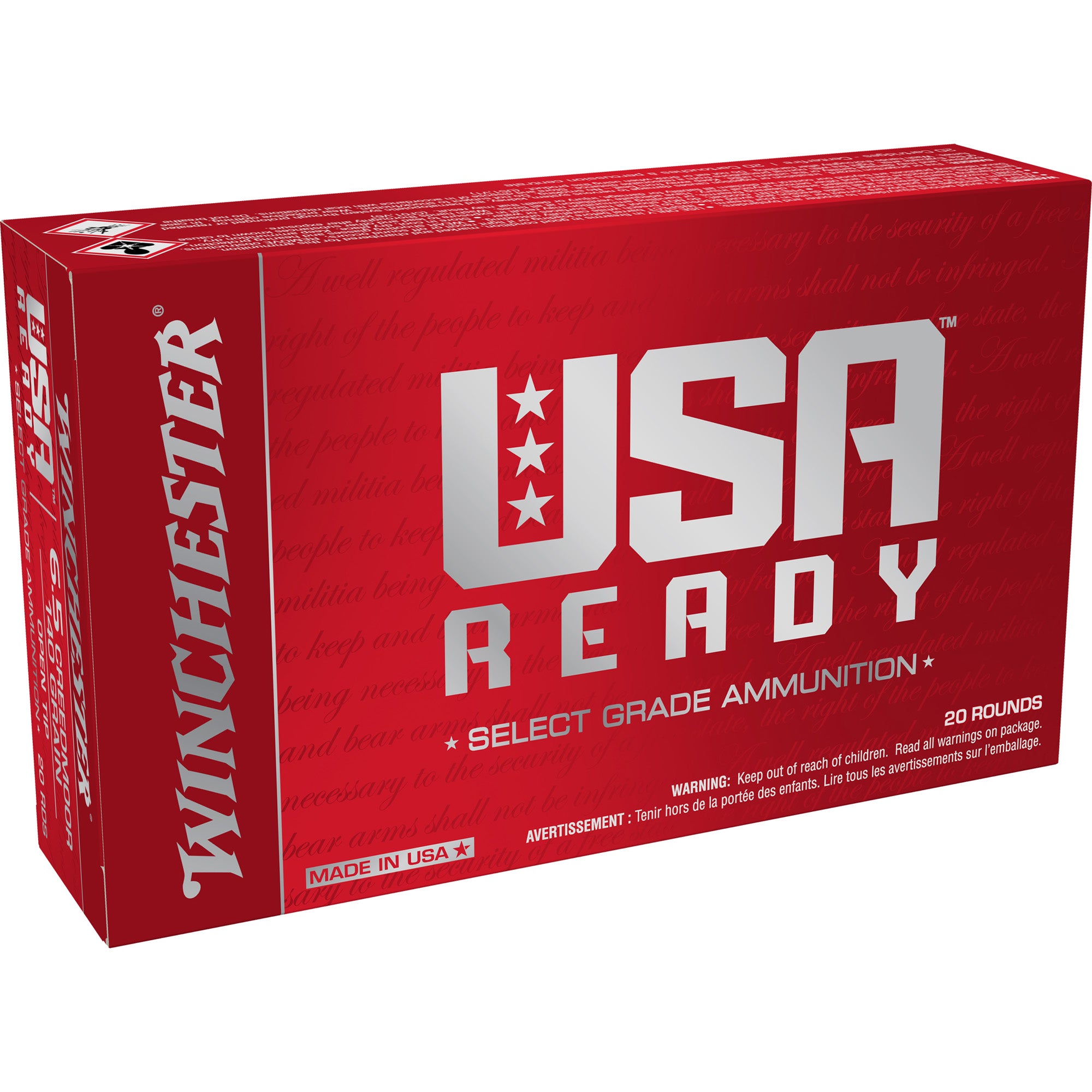 Winchester Ammunition USA Ready 6.5 Creedmoor 140 Grain Open Tip Match Ammo - 20 Rounds