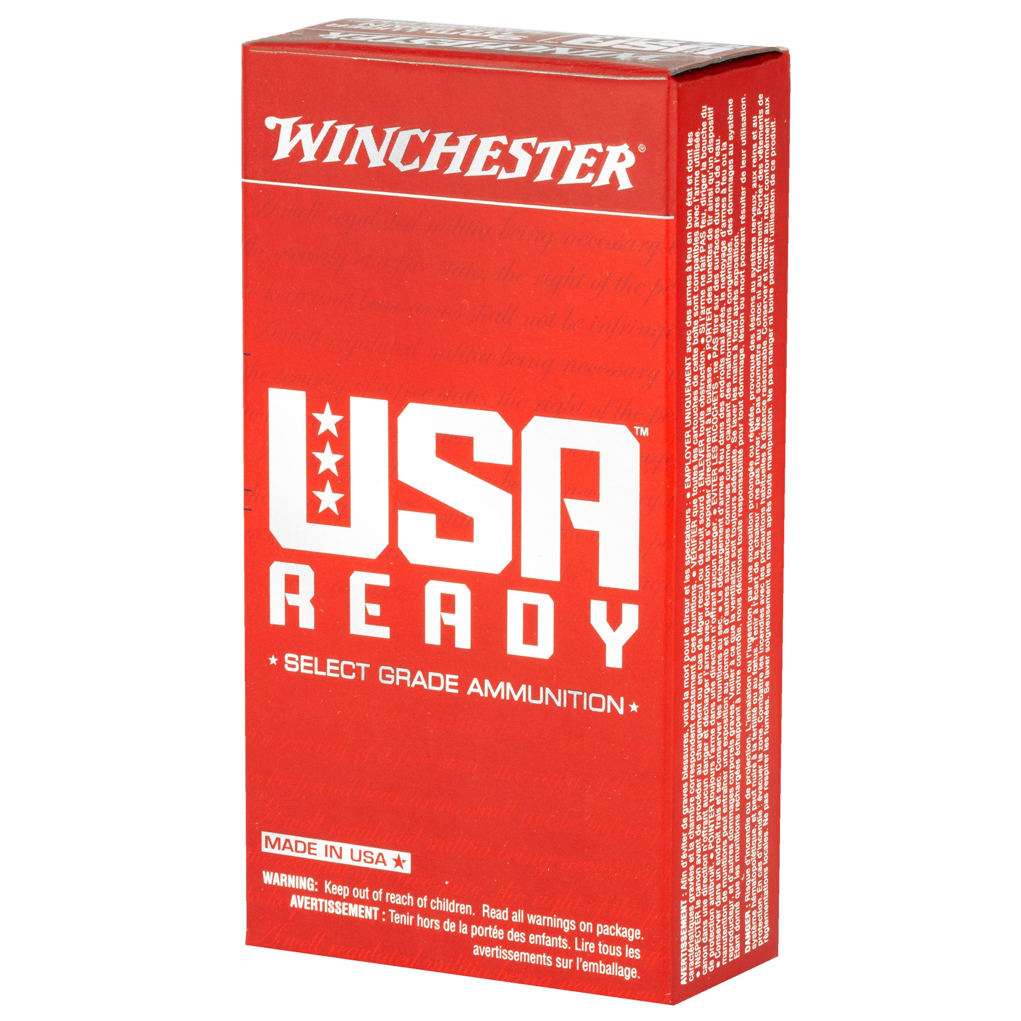Winchester Ammunition USA Ready 9mm 115-Grain Full Metal Jacket Ammo, Box of 50 Rounds