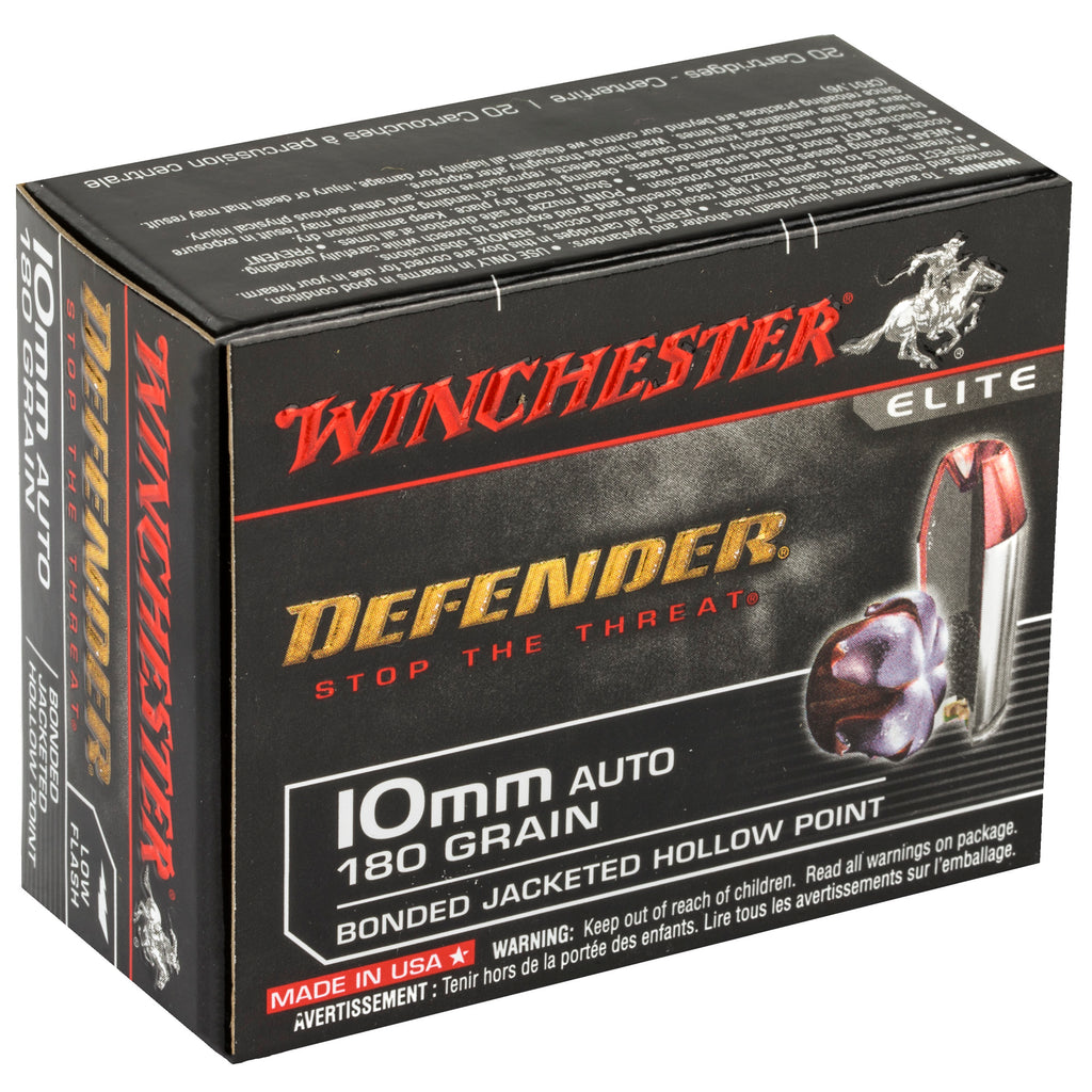 Winchester Ammunition Defender 10mm 180 Grain Hollow Point Ammo – 20 Rounds Per Box