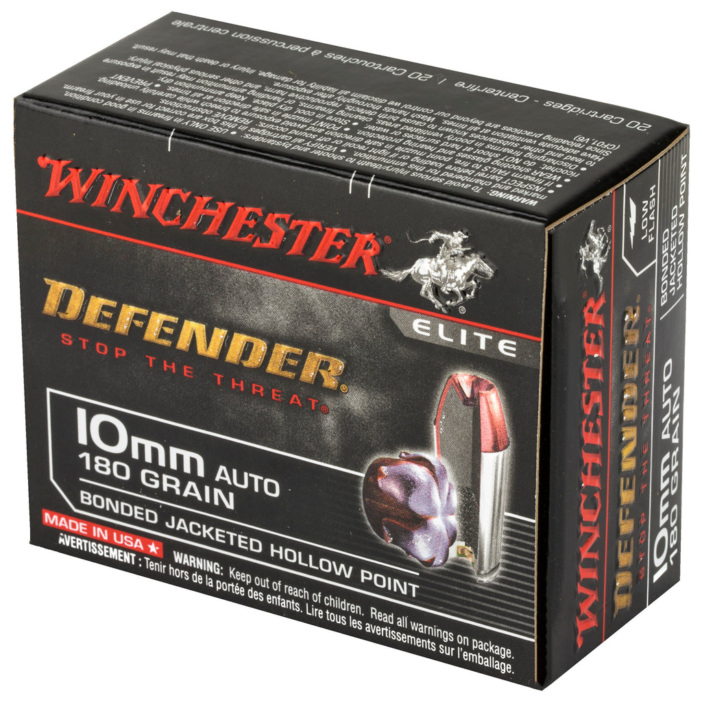 Winchester Ammunition Defender 10mm 180 Grain Hollow Point Ammo – 20 Rounds Per Box