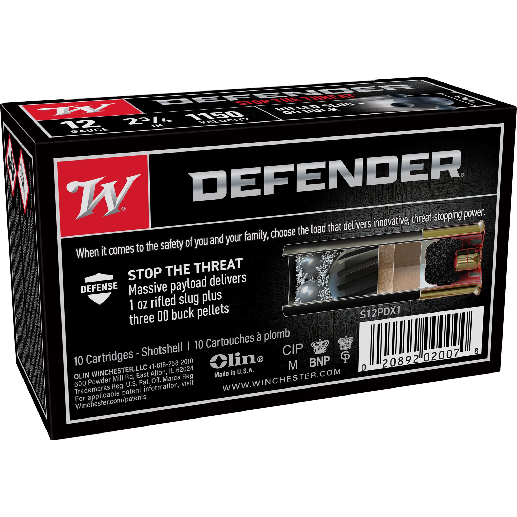 Winchester Ammunition PDX1 Defender 12 Gauge 2.75-inch Slug and Buckshot Combo