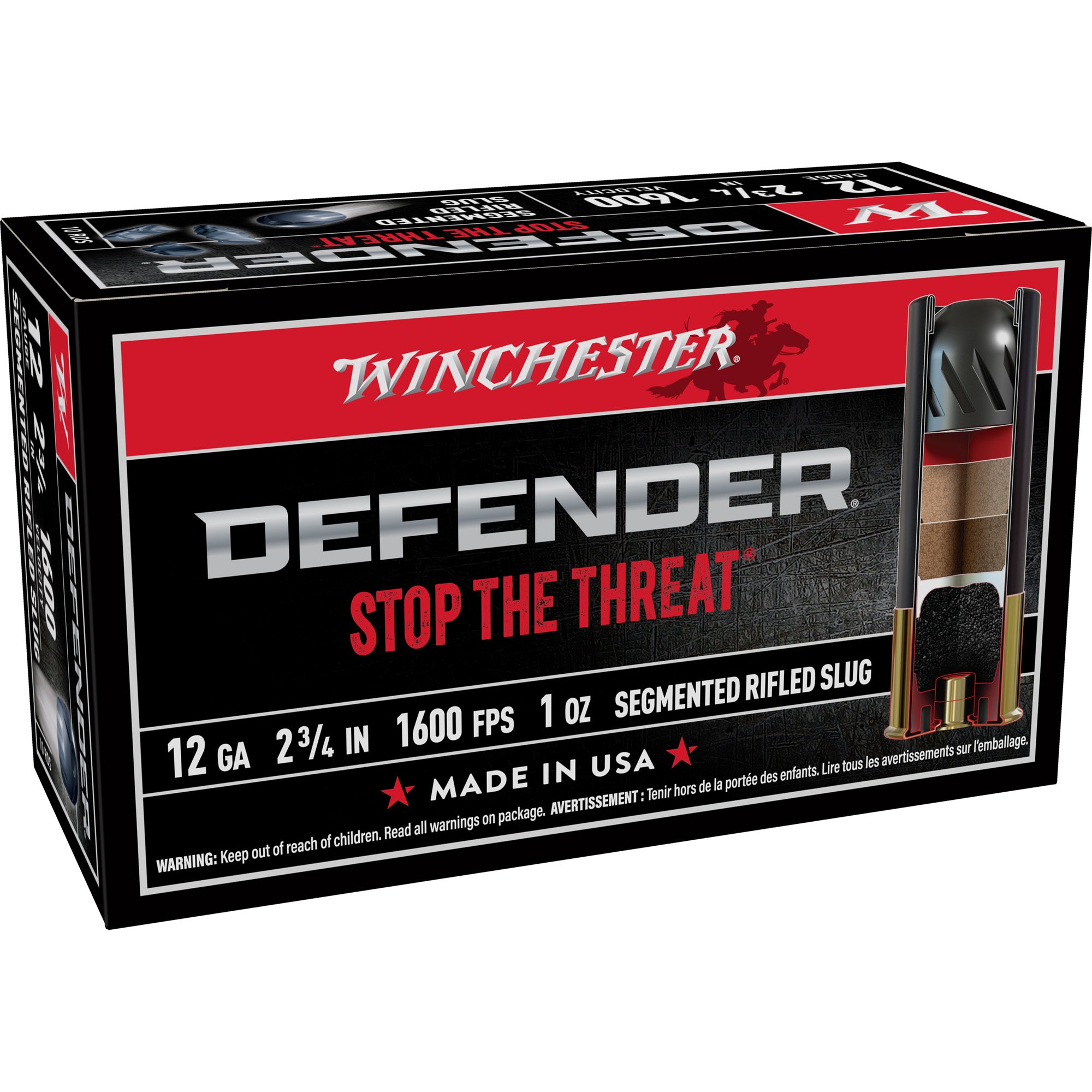 Winchester Ammunition PDX1 Defender 12-Gauge 1 oz Rifled Slug – 10 Rounds per Box