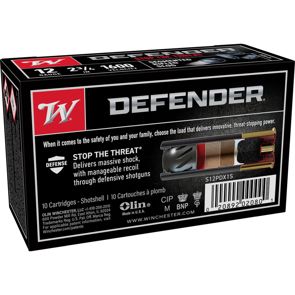 Winchester Ammunition PDX1 Defender 12-Gauge 1 oz Rifled Slug – 10 Rounds per Box