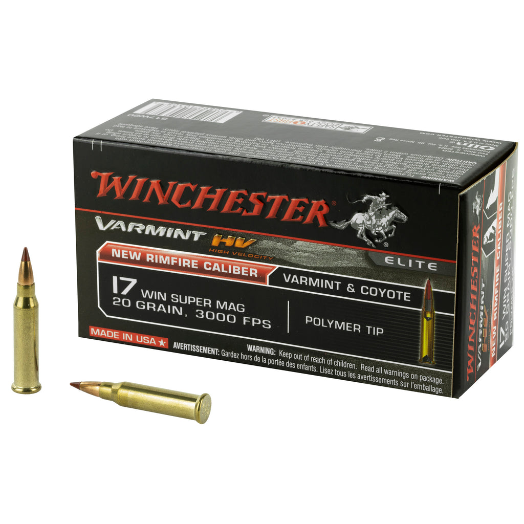 Winchester Ammunition 17 Winchester Super Magnum Varmint HV 20-Grain Polymer Tip - 50 Rounds Per Box
