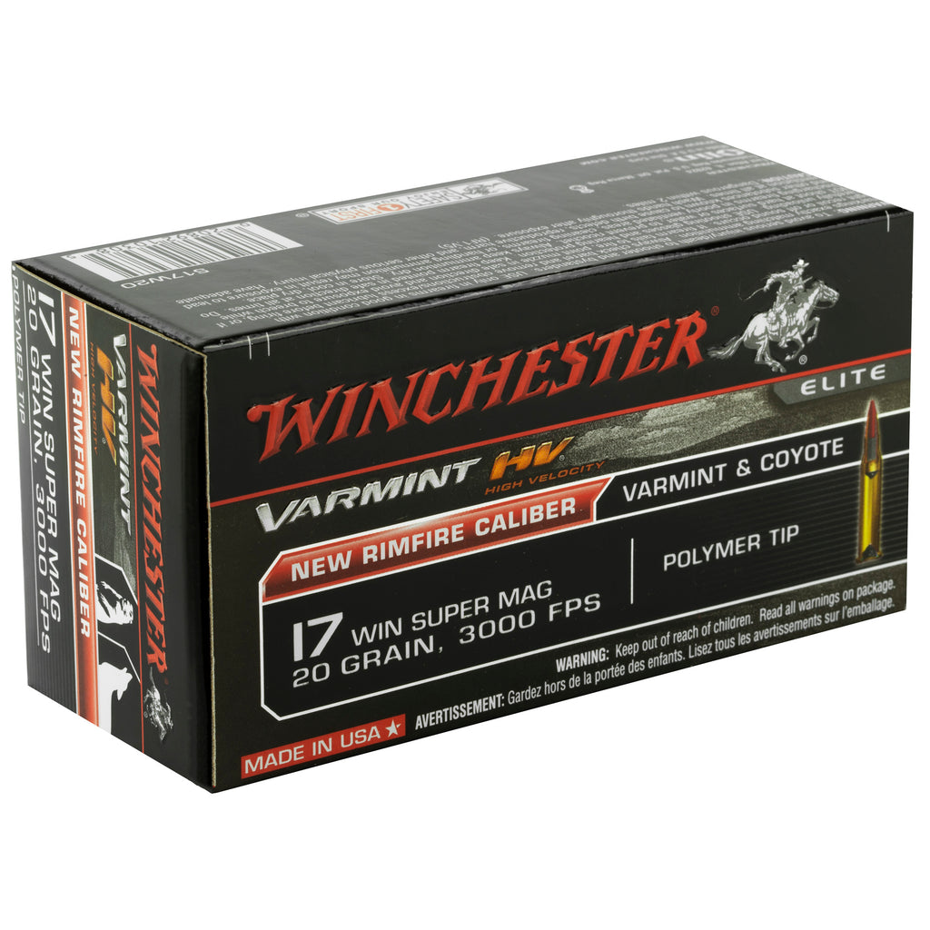 Winchester Ammunition 17 Winchester Super Magnum Varmint HV 20-Grain Polymer Tip - 50 Rounds Per Box