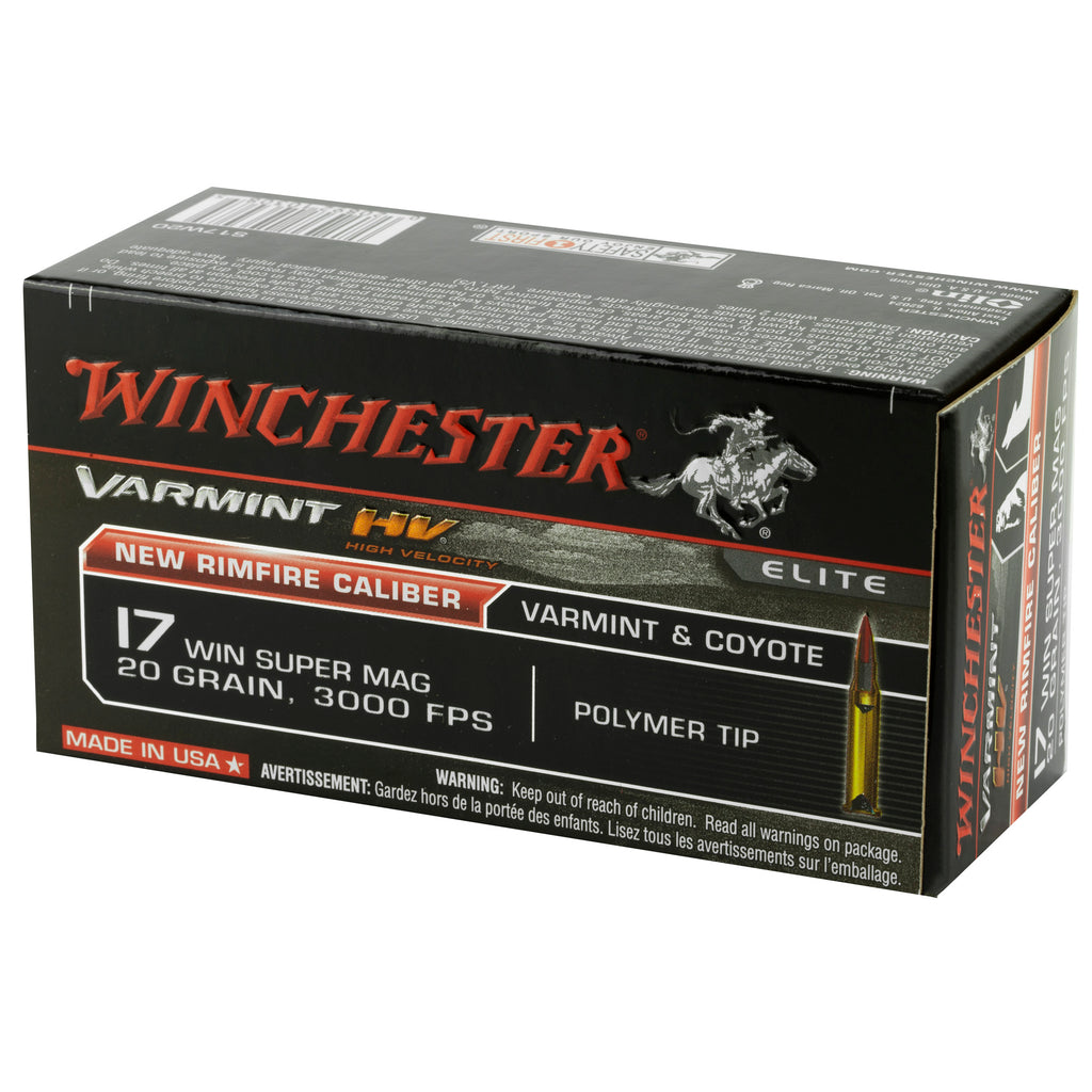 Winchester Ammunition 17 Winchester Super Magnum Varmint HV 20-Grain Polymer Tip - 50 Rounds Per Box