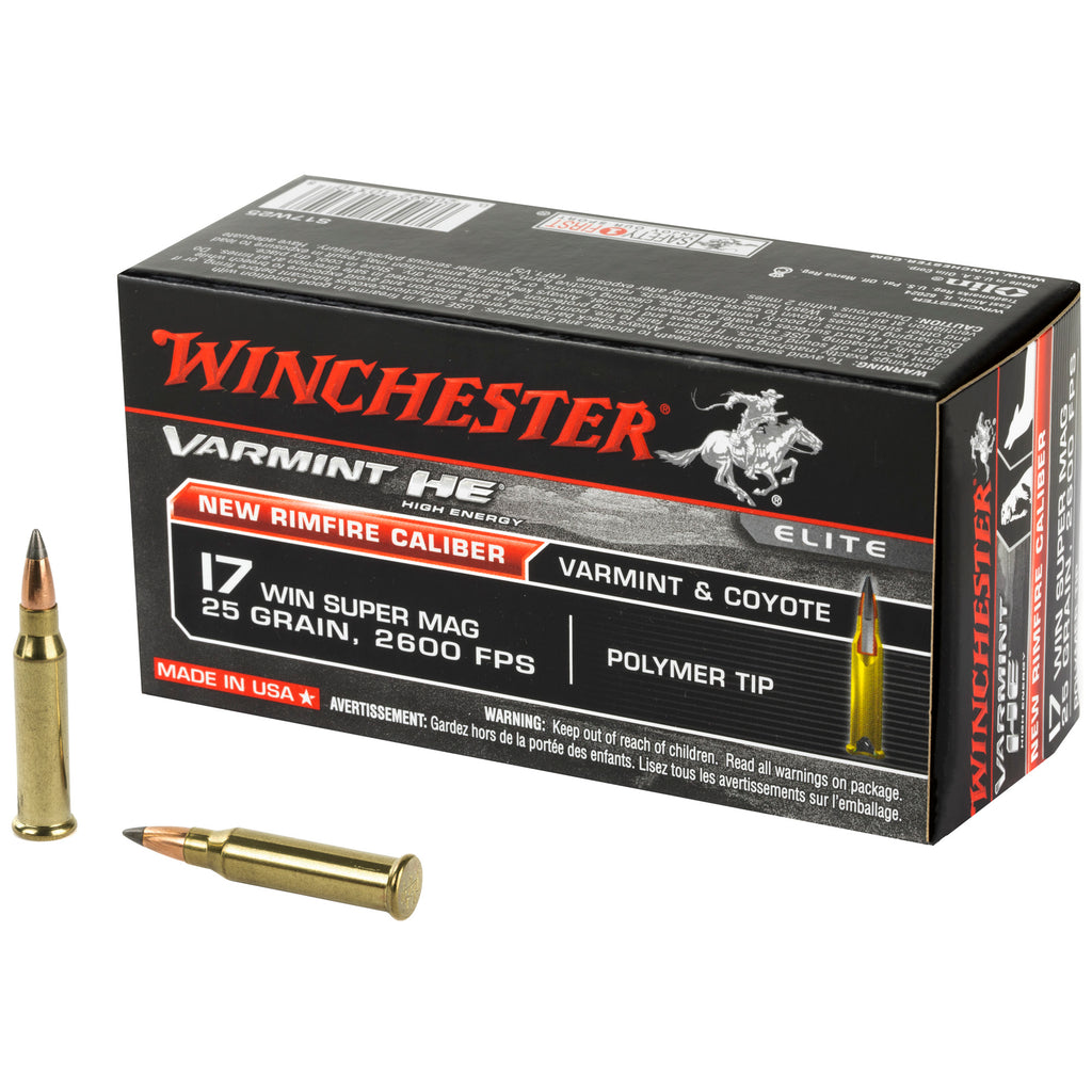 Winchester Ammunition Win Varmint HE 17 Winchester Super Magnum 25-Grain Polymer Tip, 50 Rounds per Box