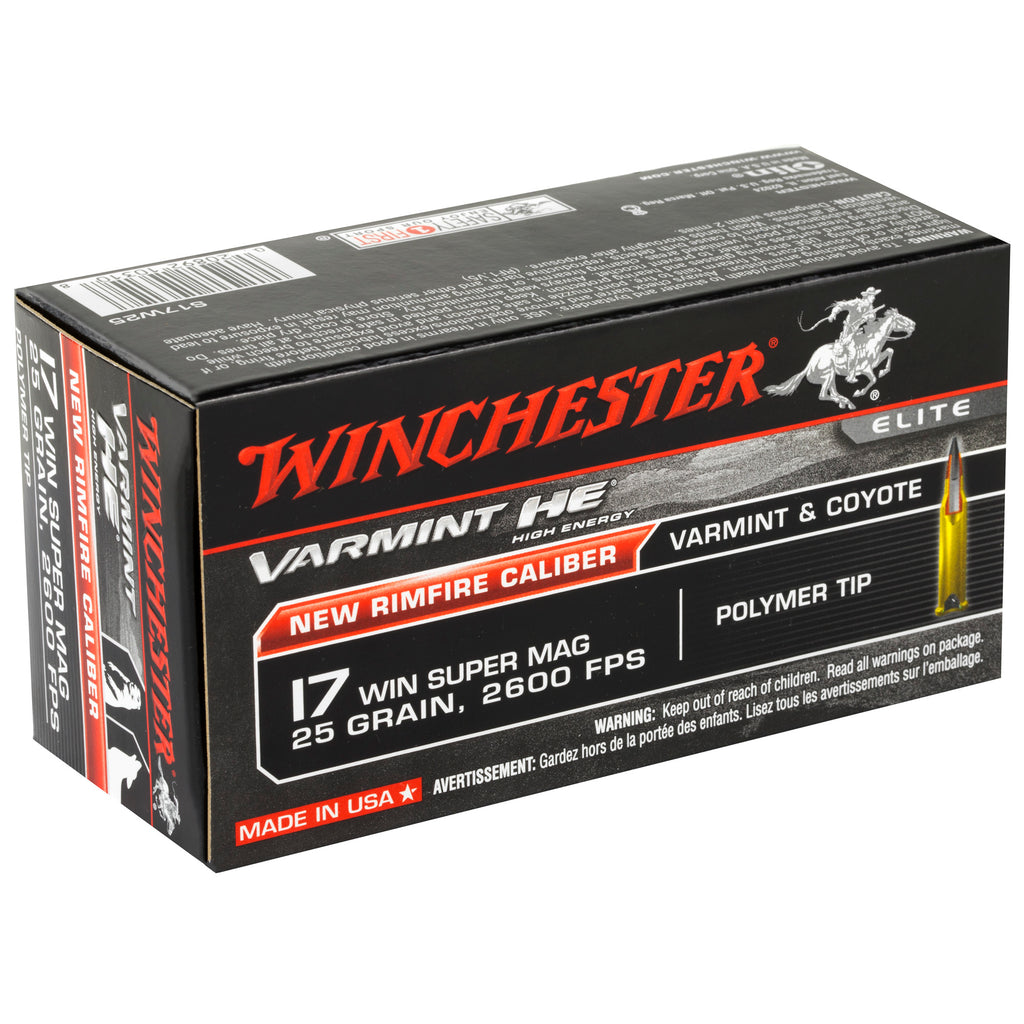 Winchester Ammunition Win Varmint HE 17 Winchester Super Magnum 25-Grain Polymer Tip, 50 Rounds per Box