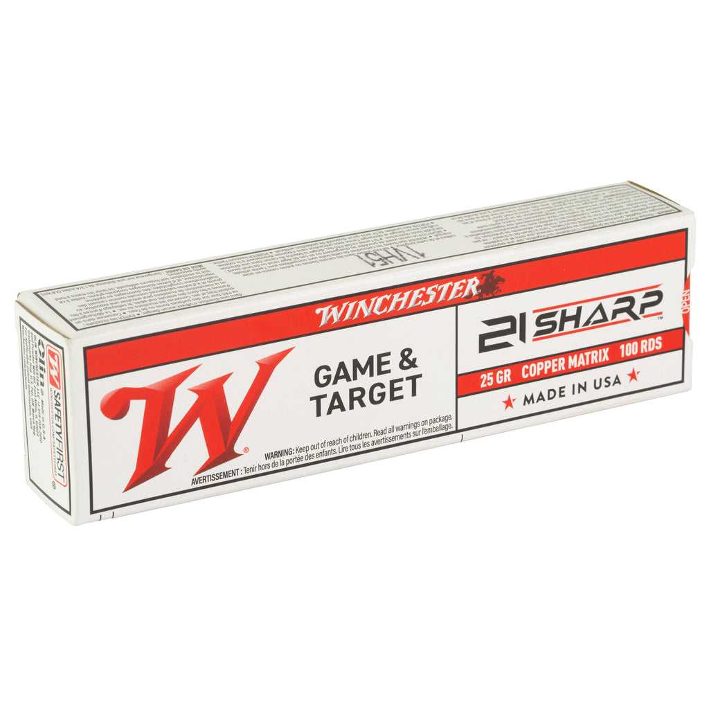 Winchester Ammunition 21 Sharp .22 Long Rifle Copper Bullet, 25 Grain, Game & Target - 100 Rounds Per Box