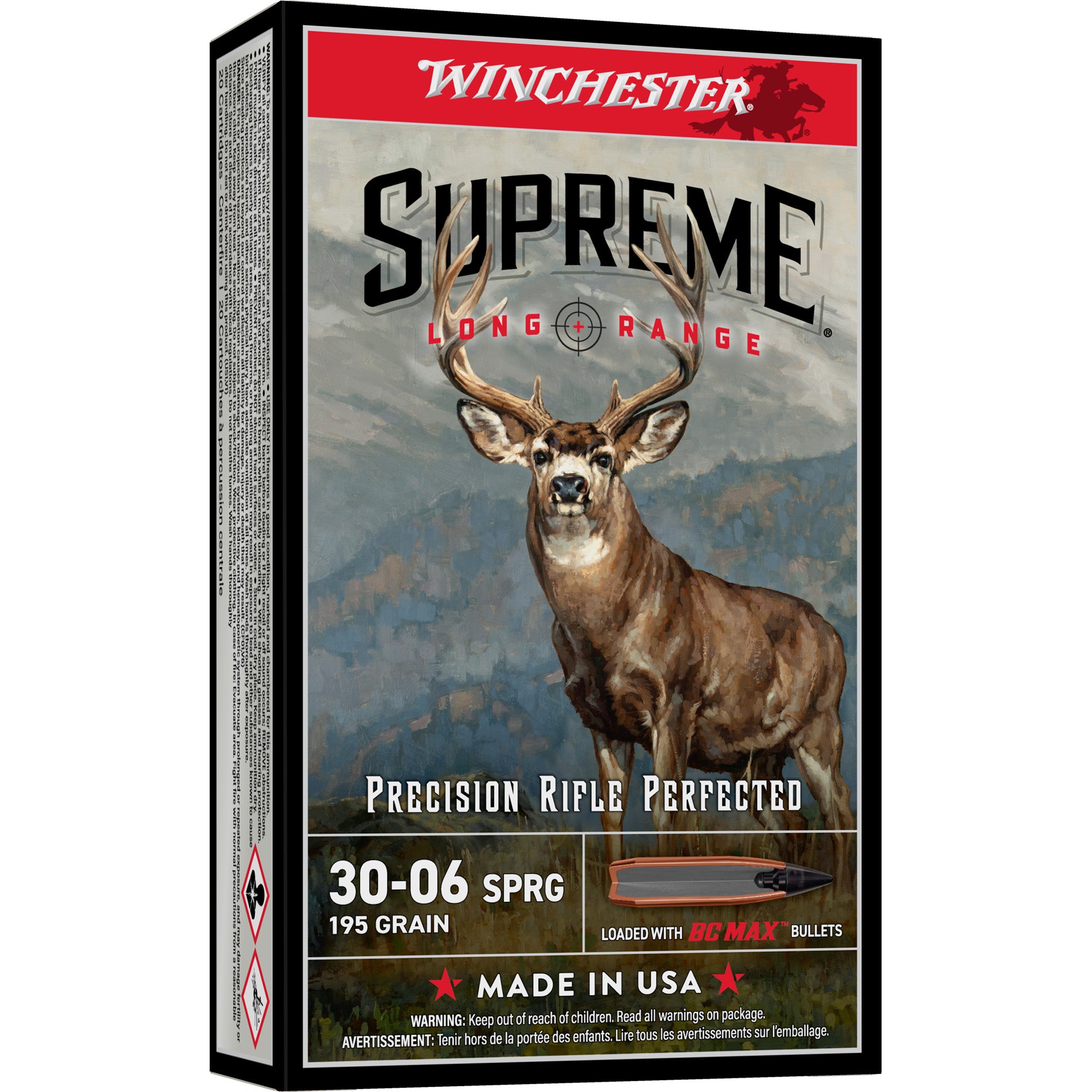 Winchester Ammunition Supreme Long Range 30-06 Springfield 195-Grain BC MAX Rifle Ammo