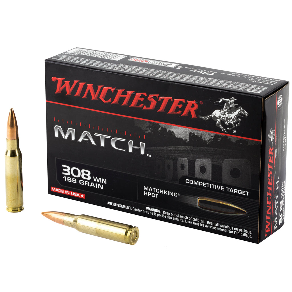 Winchester Ammunition Match 308 Winchester 168 Grain Boat Tail Hollow Point (20 Rounds)
