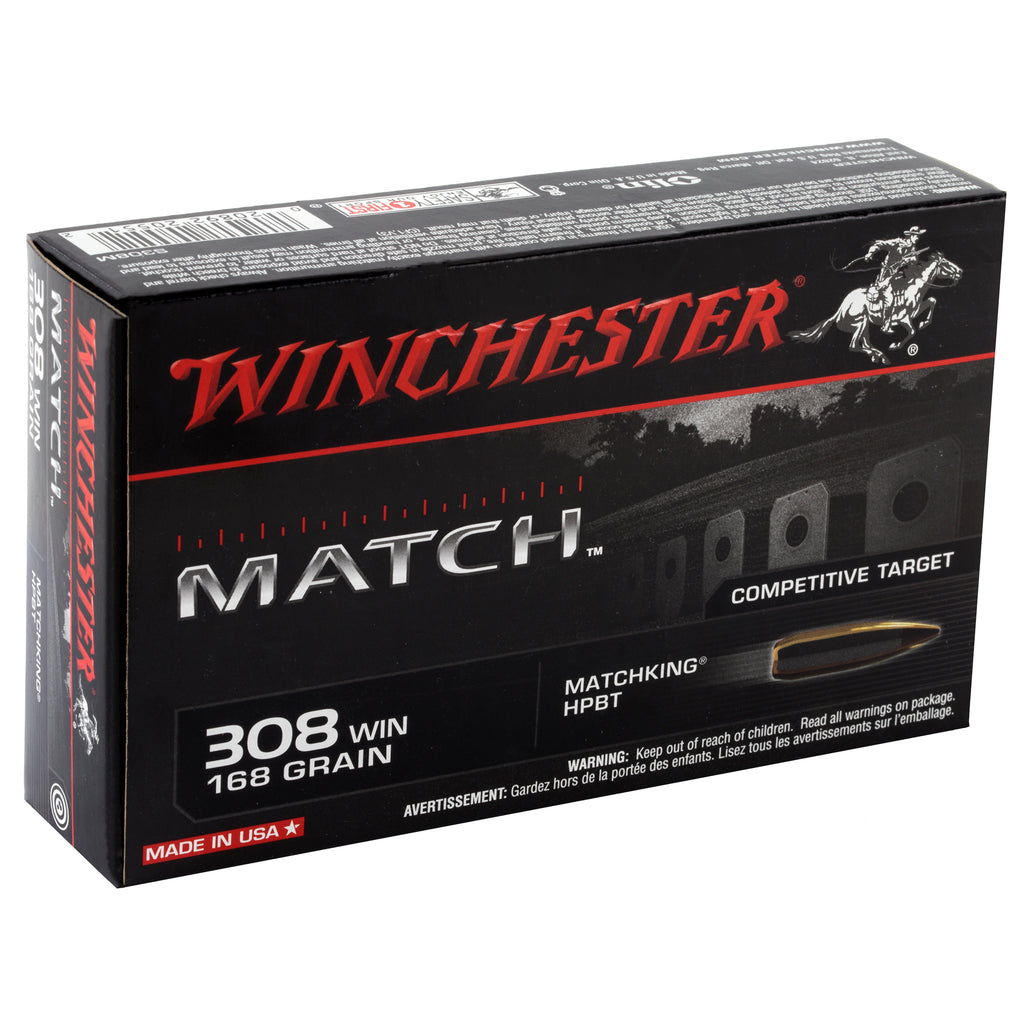 Winchester Ammunition Match 308 Winchester 168 Grain Boat Tail Hollow Point (20 Rounds)