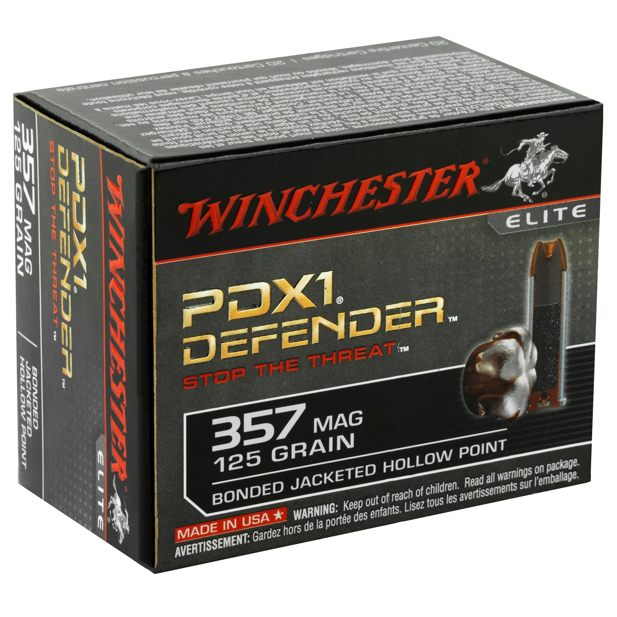 Winchester Ammunition PDX1 Defender .357 Magnum 125-Grain Hollow Point, 20 Rounds