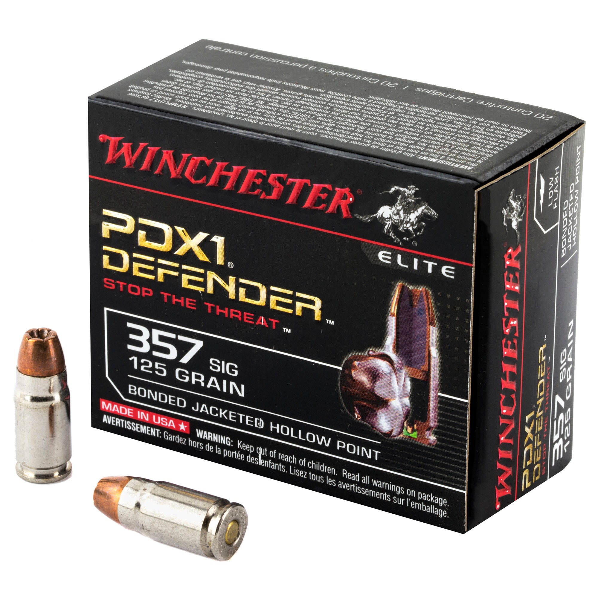 Winchester Ammunition PDX1 Defender .357 Sig 125-Grain Hollow Point Ammo (20 Rounds per Box)