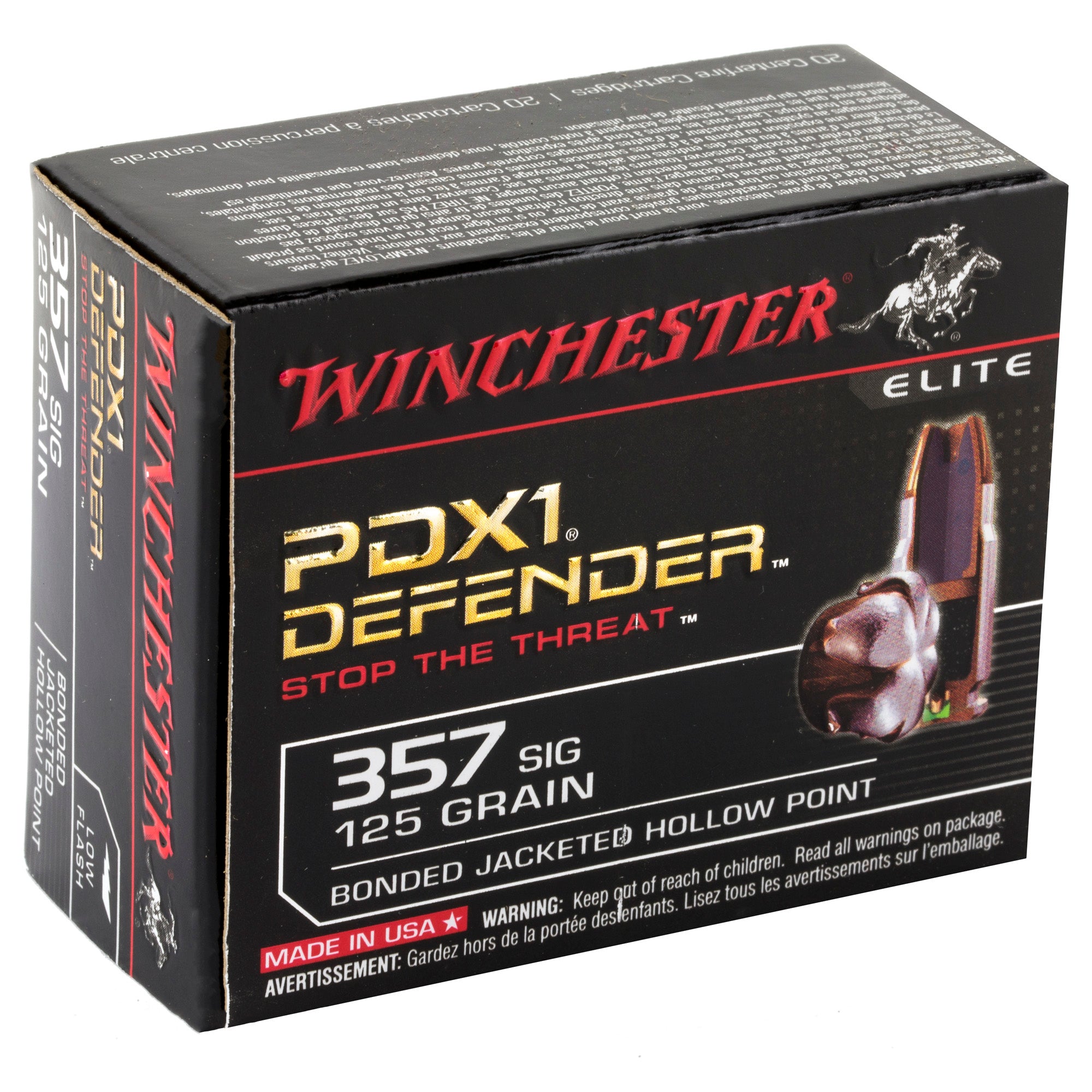 Winchester Ammunition PDX1 Defender .357 Sig 125-Grain Hollow Point Ammo (20 Rounds per Box)