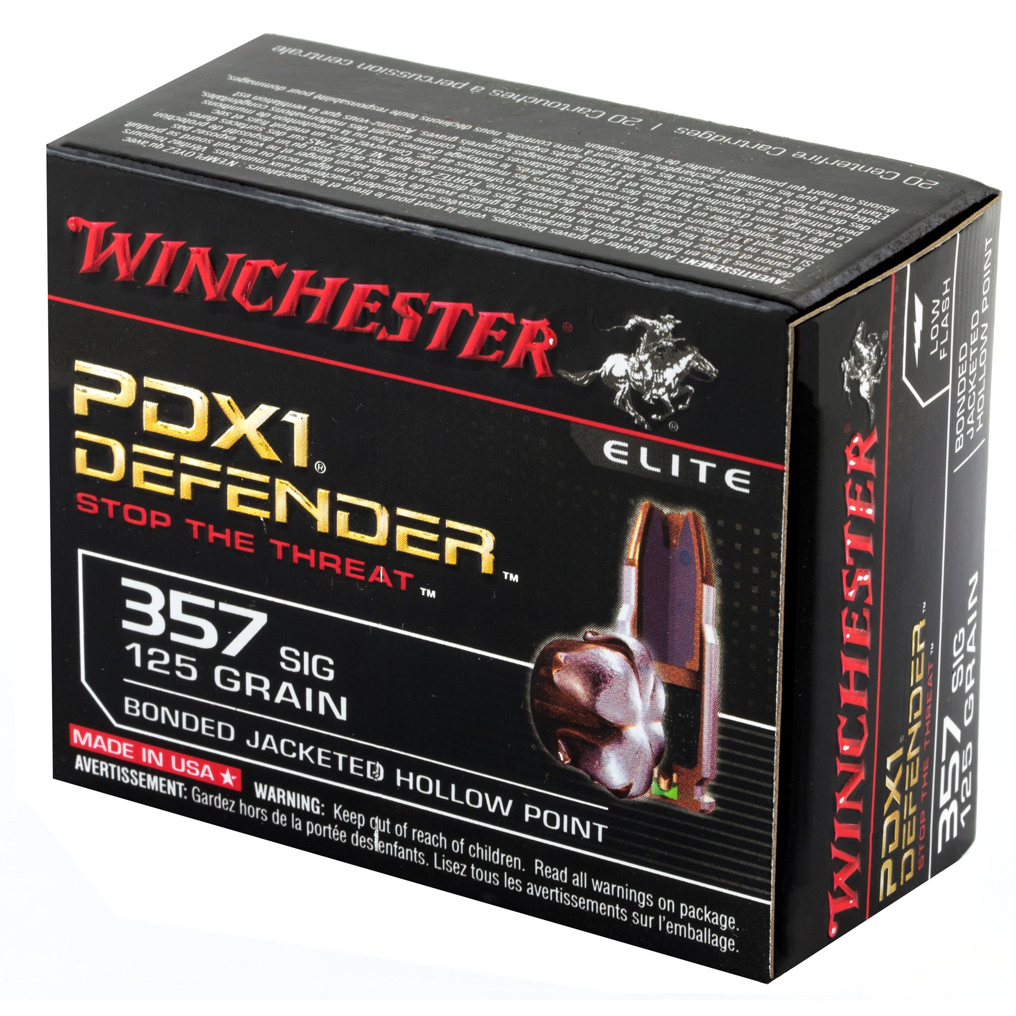 Winchester Ammunition PDX1 Defender .357 Sig 125-Grain Hollow Point Ammo (20 Rounds per Box)