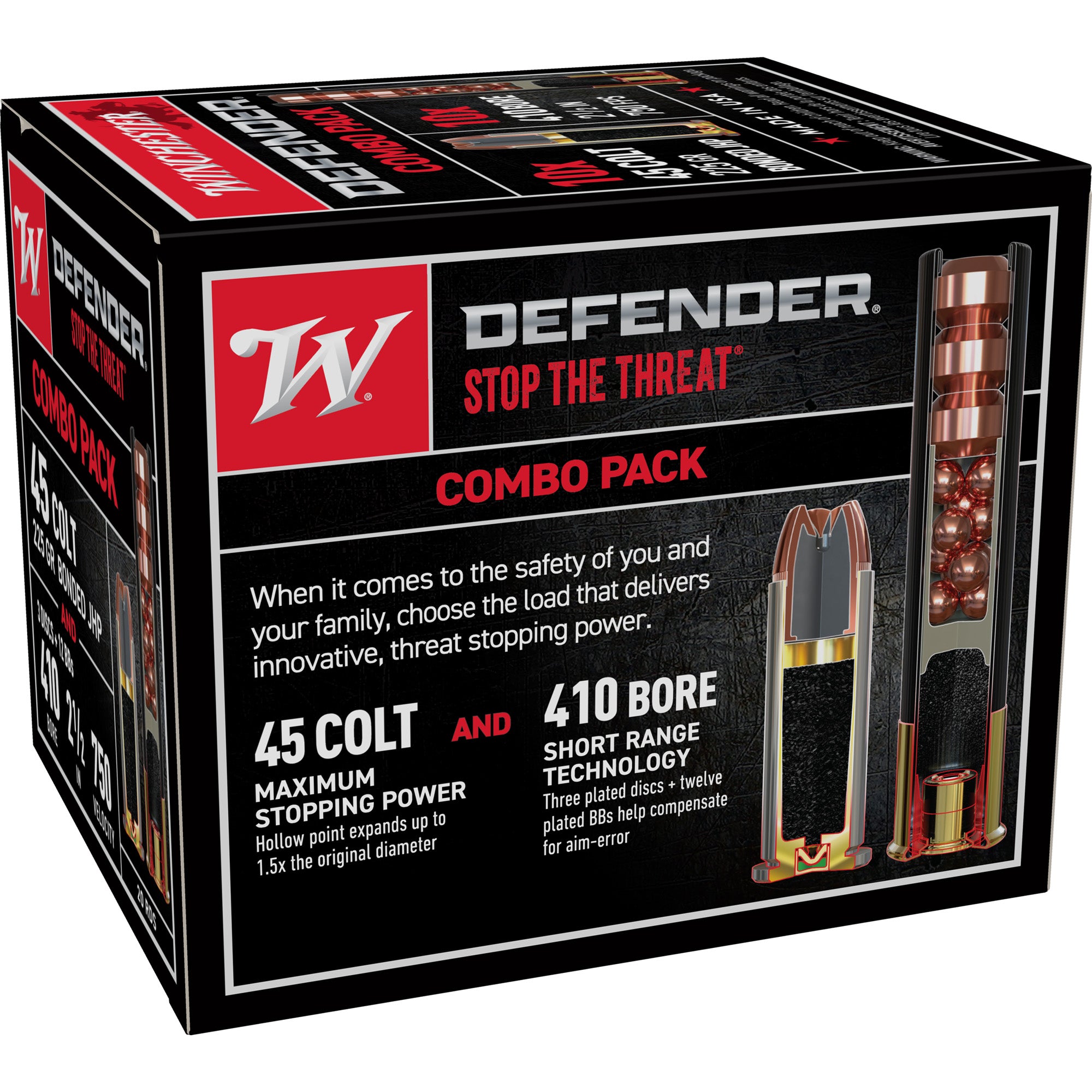 Winchester Ammunition PDX1 Defender 410 Bore 2.5-inch 225 Grain Buck Shot and Hollow Point Combo Pack
