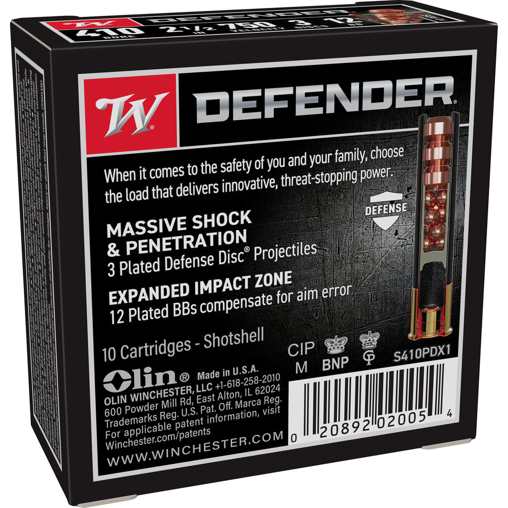 Winchester Ammunition PDX1 Defender 410 Bore 2.5-inch Buckshot - 10 Rounds