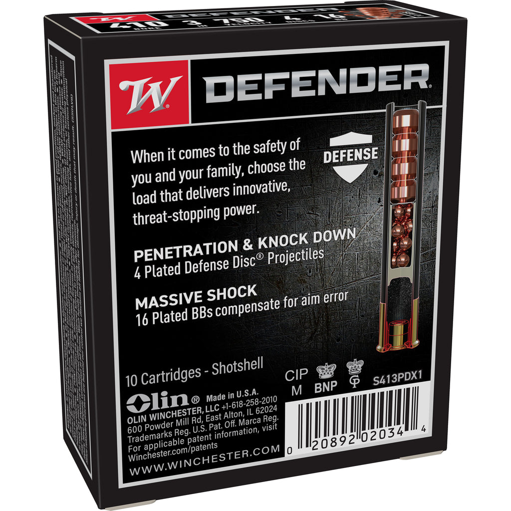 Winchester Ammunition PDX1 Defender 410 Bore 3 Buckshot Ammo - 10 Rounds per Box