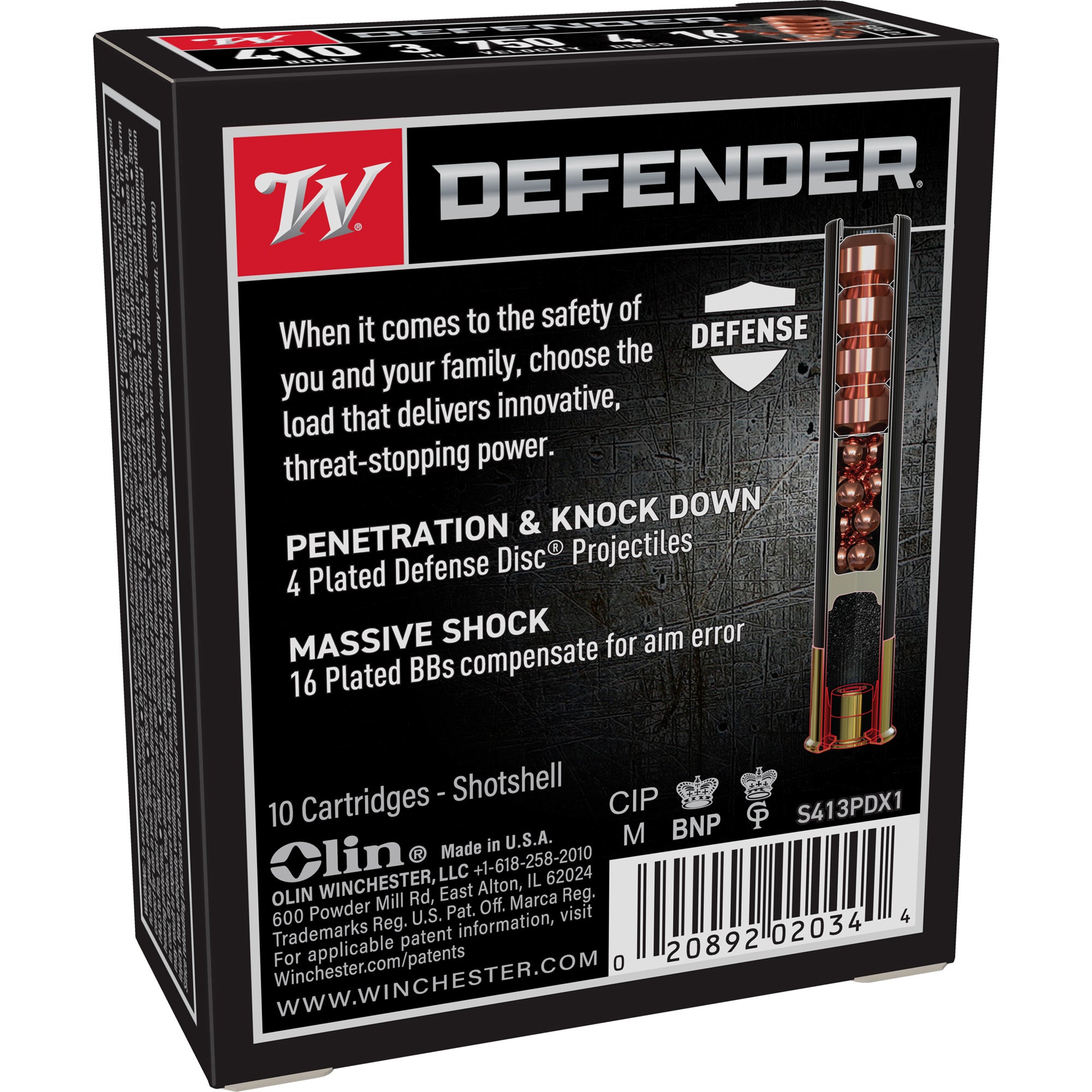 Winchester Ammunition PDX1 Defender 410 Bore 3 Buckshot Ammo - 10 Rounds per Box
