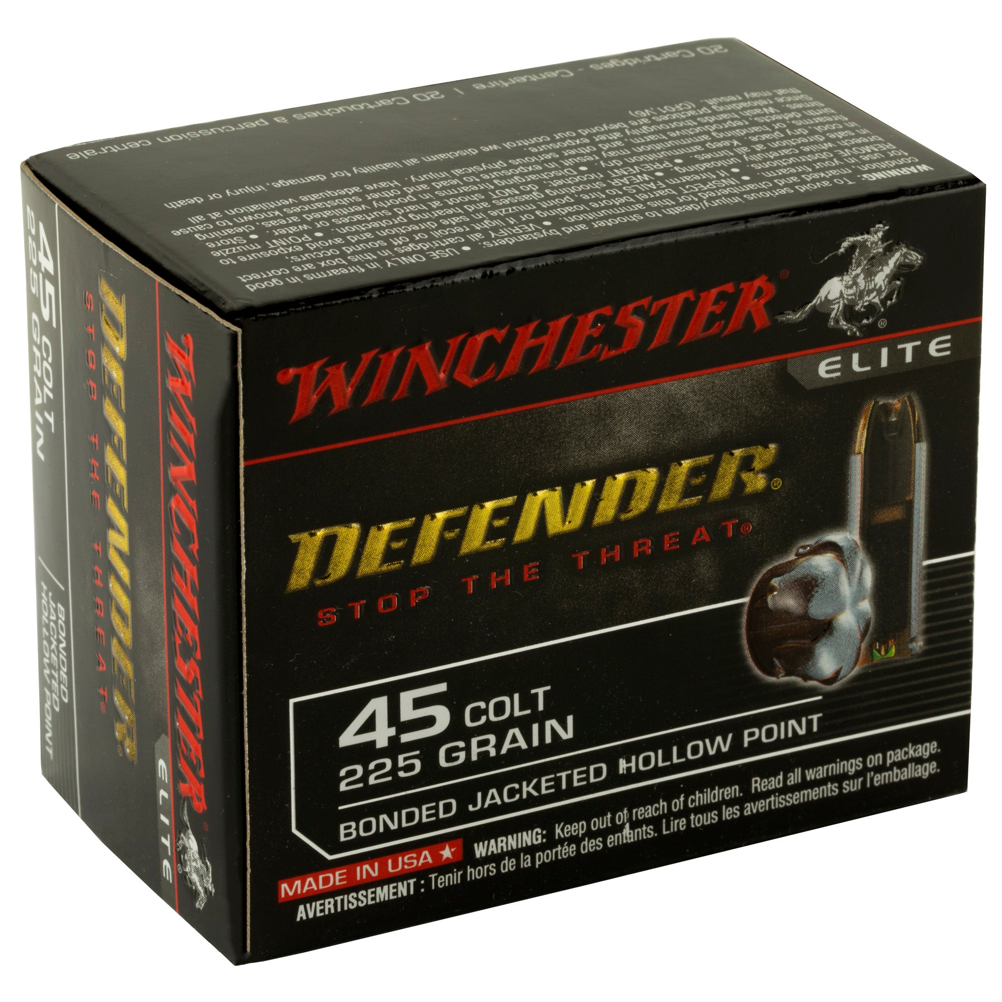Winchester Ammunition PDX1 Defender .45 Colt Hollow Point 225 Grain - 20 Rounds