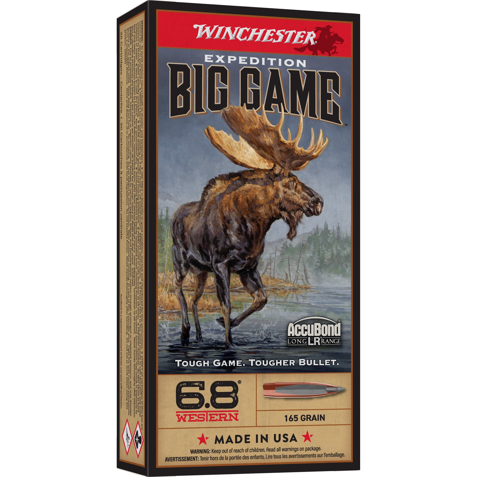 Winchester Ammunition Expedition Big Game Long Range 6.8 Western 165 Grain AccuBond Bullet (20 Rounds)