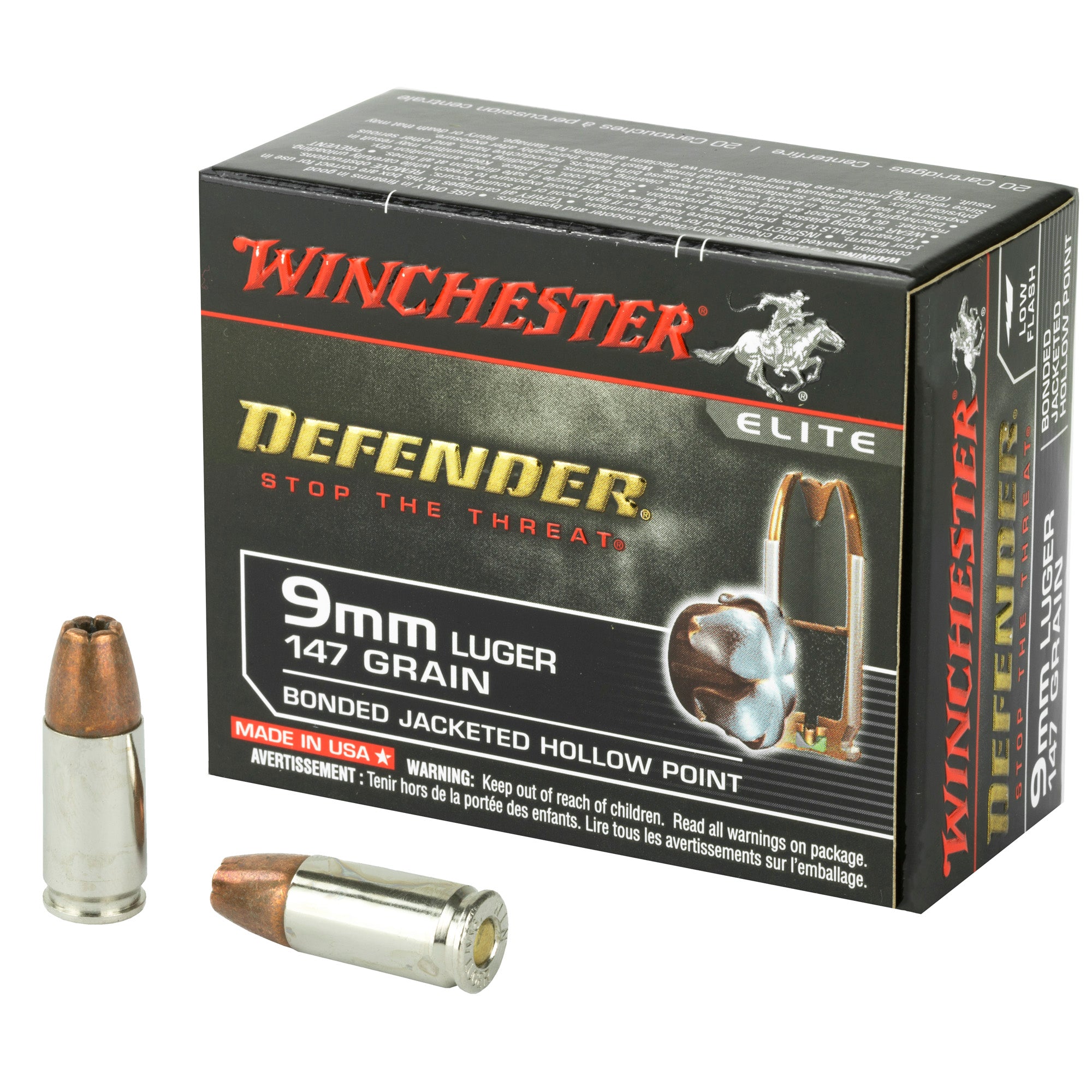 Winchester Ammunition PDX1 Defender 9mm 147-Grain Hollow Point for Personal Protection