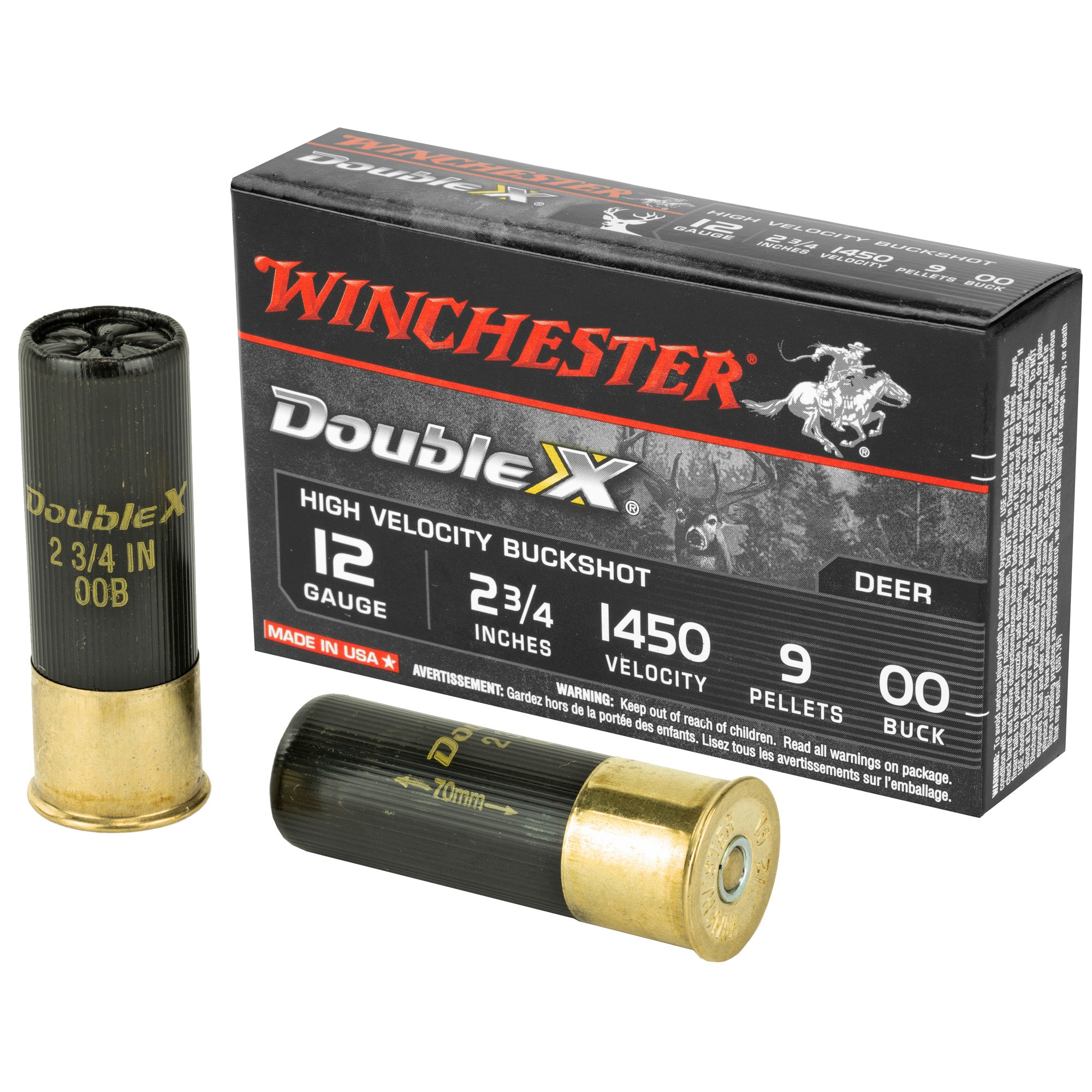Winchester Ammunition Double X 12 Gauge 00 Buckshot - High-Velocity Hard Copper Plated Buckshot for Long-Range Performance