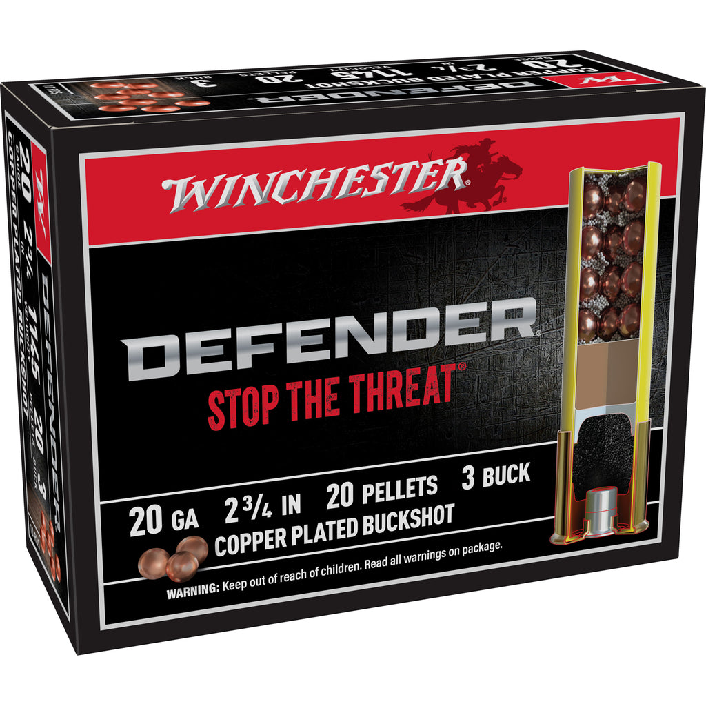 Winchester Ammunition Defender 20 Gauge 2-3/4" Buckshot, 3 Buck, 10 Rounds per Box
