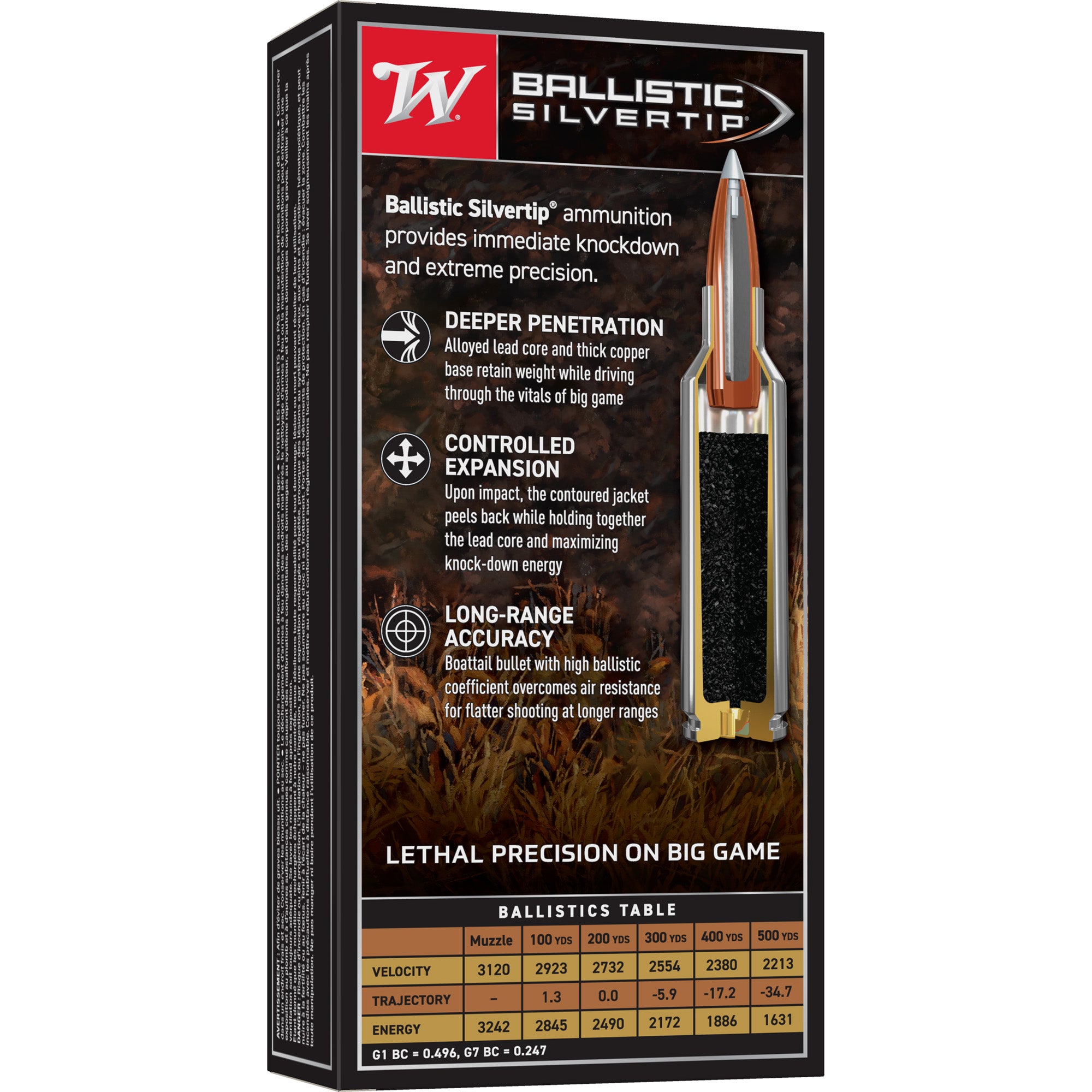 Winchester Ammunition Ballistic Silvertip 270 Winchester Short Magnum 150 Grain Polymer Tip - 20 Rounds Per Box