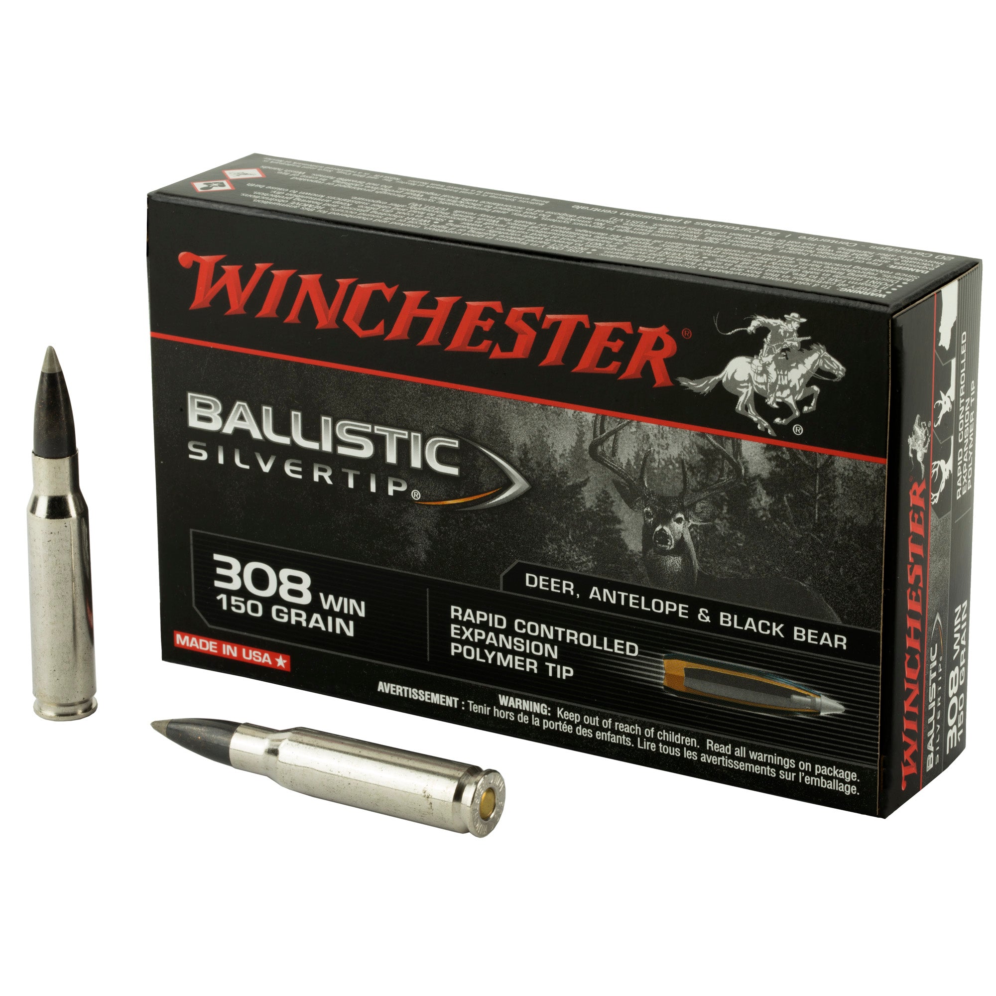 Winchester Ammunition Ballistic Silvertip 308 Winchester 150 Grain Polymer Tip – Precision Hunting Ammo