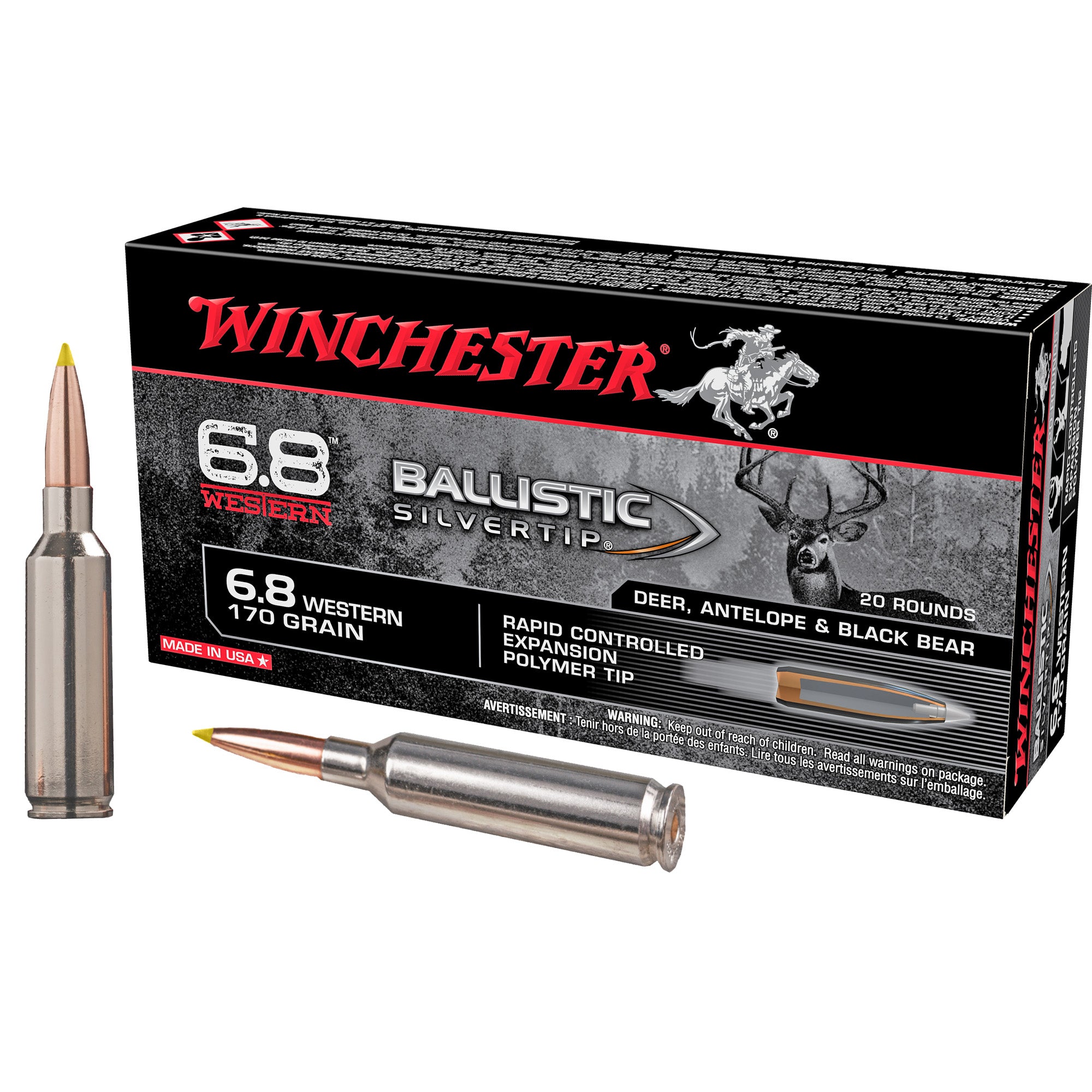Winchester Ammunition Ballistic Silvertip 6.8 Western 170-Grain Ballistic Tip Ammunition (20 Rounds per Box)