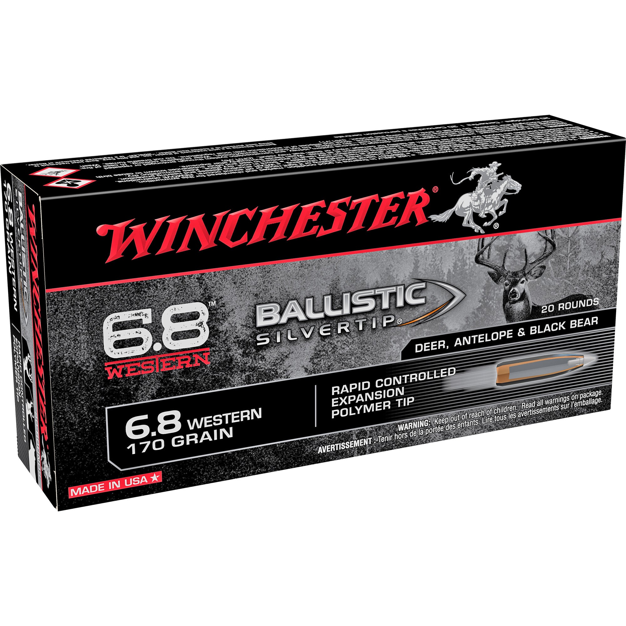 Winchester Ammunition Ballistic Silvertip 6.8 Western 170-Grain Ballistic Tip Ammunition (20 Rounds per Box)
