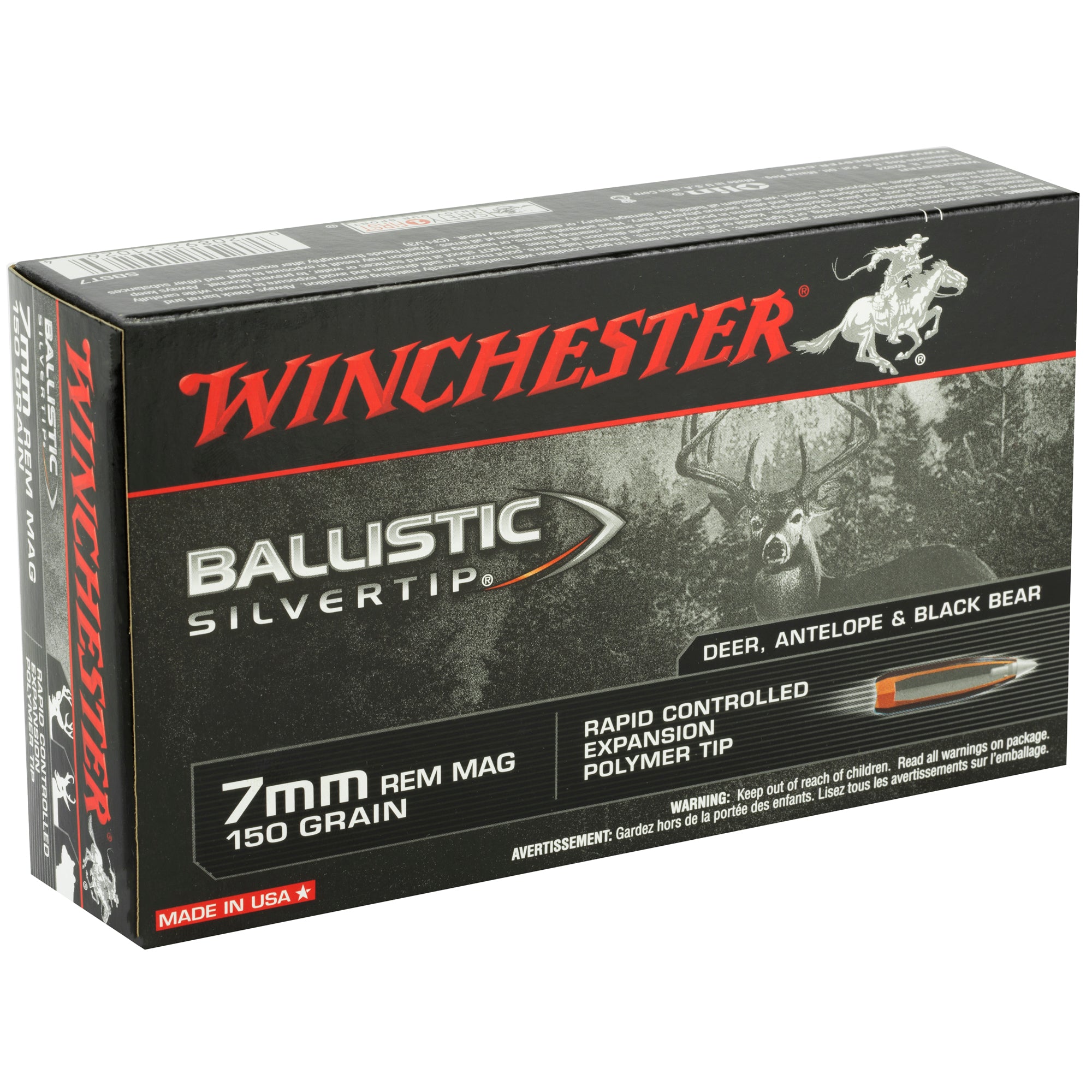 Winchester Ammunition Ballistic Silvertip 7mm Remington Magnum 150 Grain Polymer Tip - Box of 20