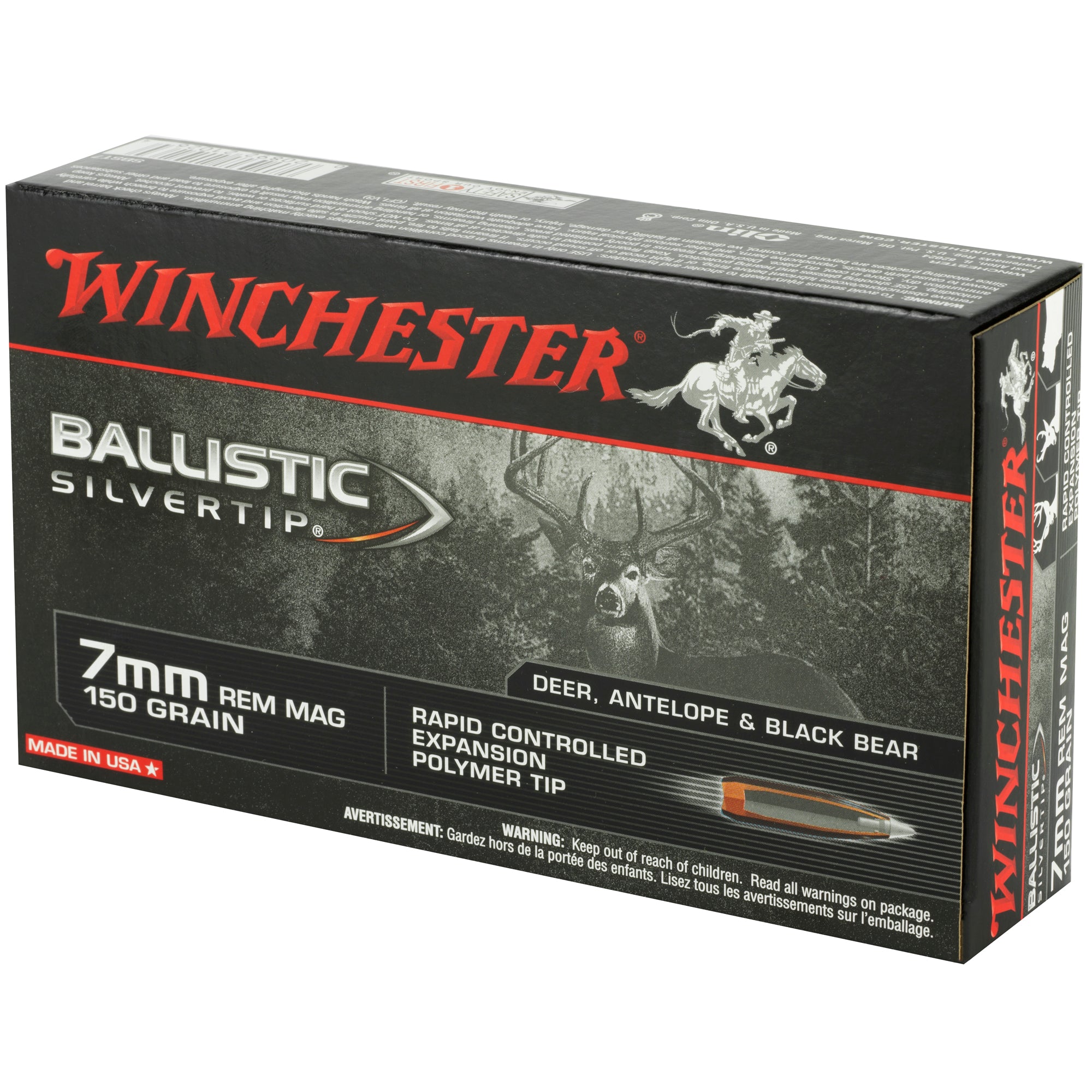 Winchester Ammunition Ballistic Silvertip 7mm Remington Magnum 150 Grain Polymer Tip - Box of 20